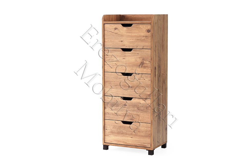 Yüksek 5 Çekmeceli Mutfak Ahşap Çok Amaçlı Kiler Dolabı