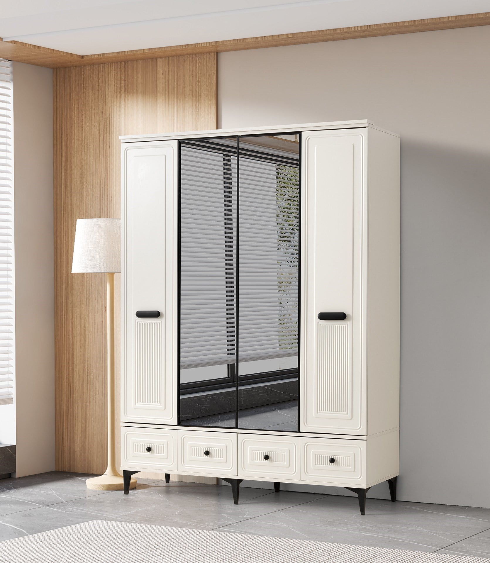Alaska 4 Kapaklı %100 MDF Elbise Dolabı Gardrop 154x54x212