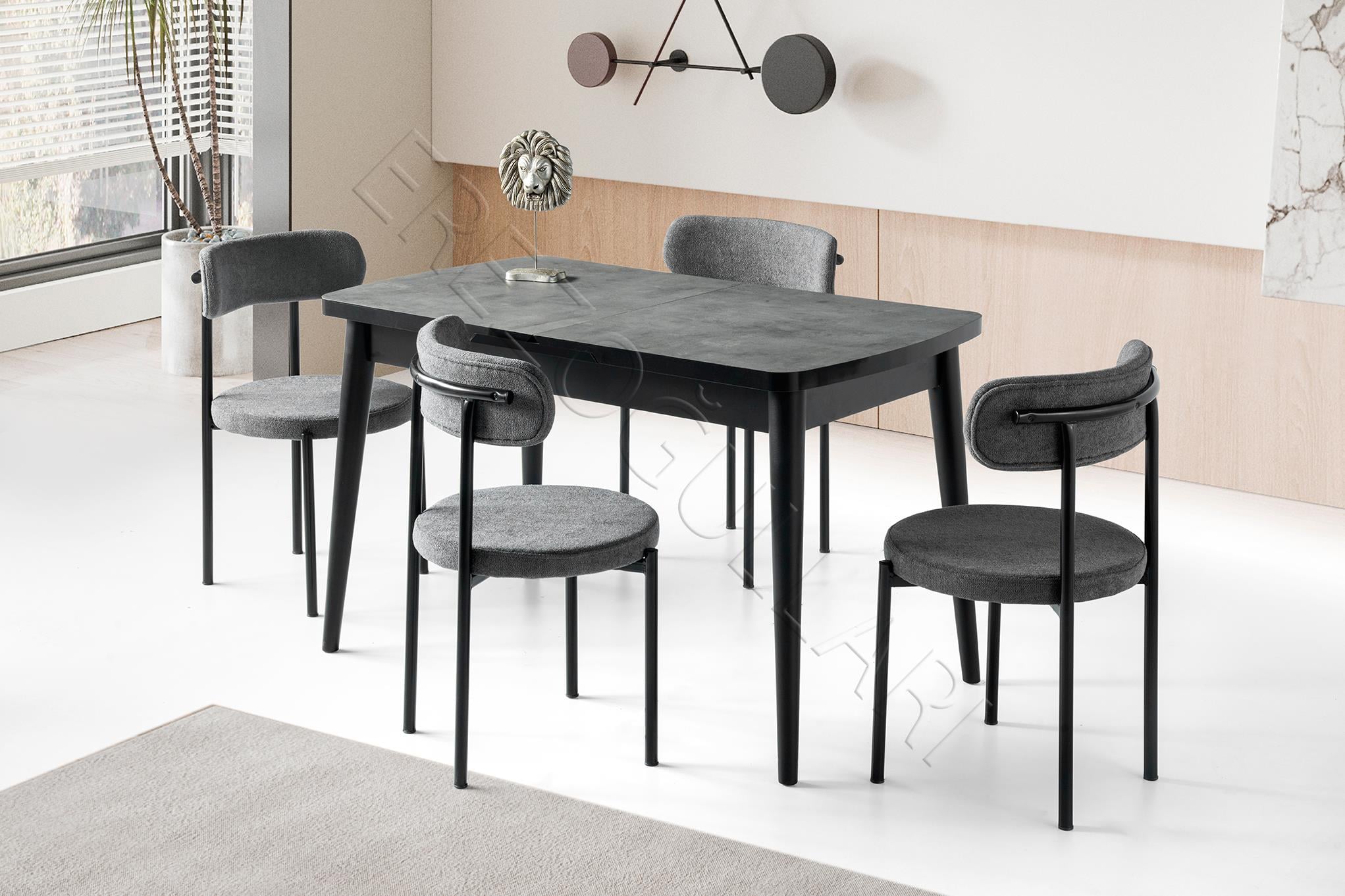 Alfa Mdf Açılır Mutfak Masa Sandalyeli Takım 75*130cm