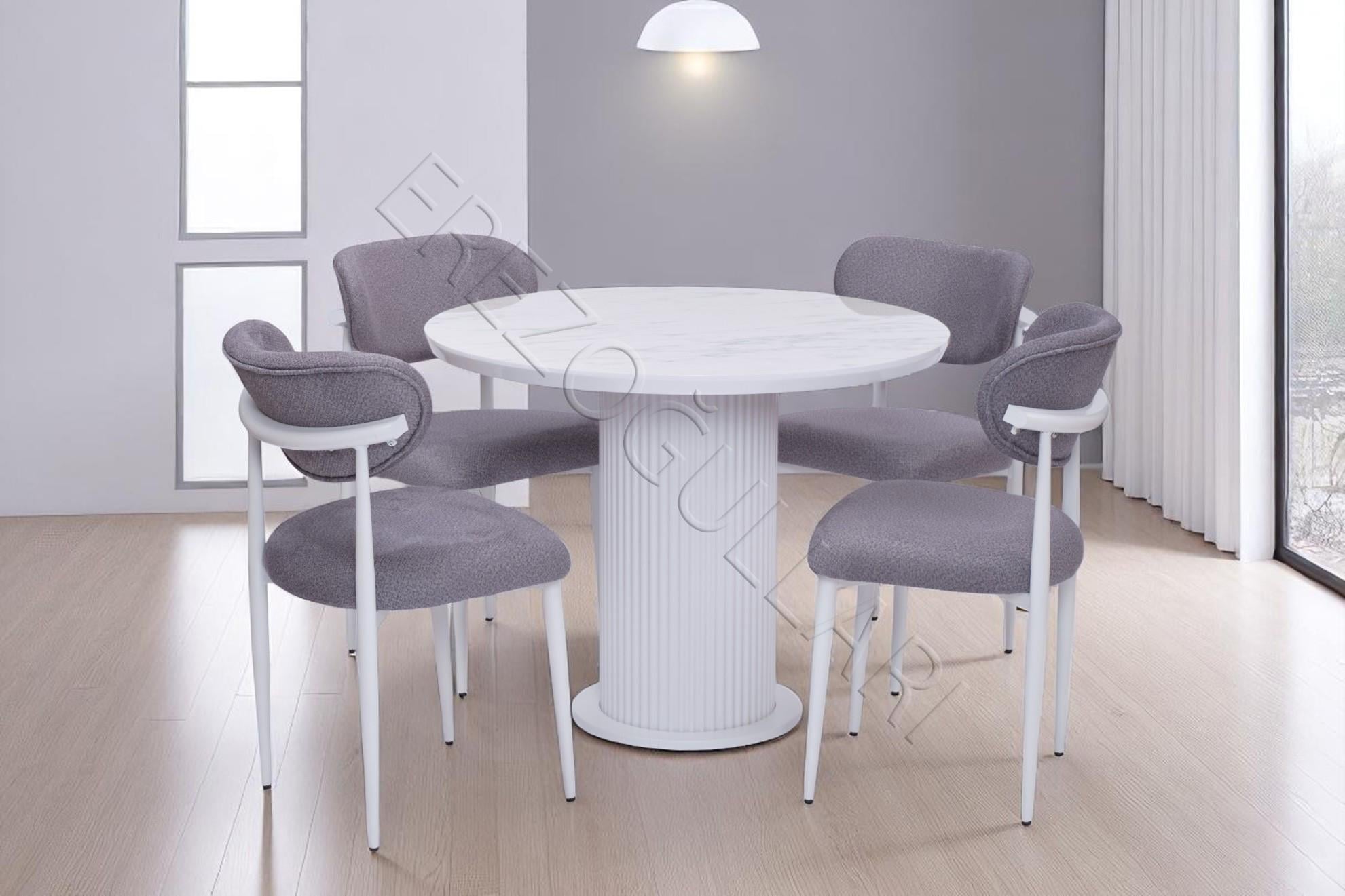 Bohem Polo Yuvarlak Lak Panel Mutfak Masa Takımı 100cm