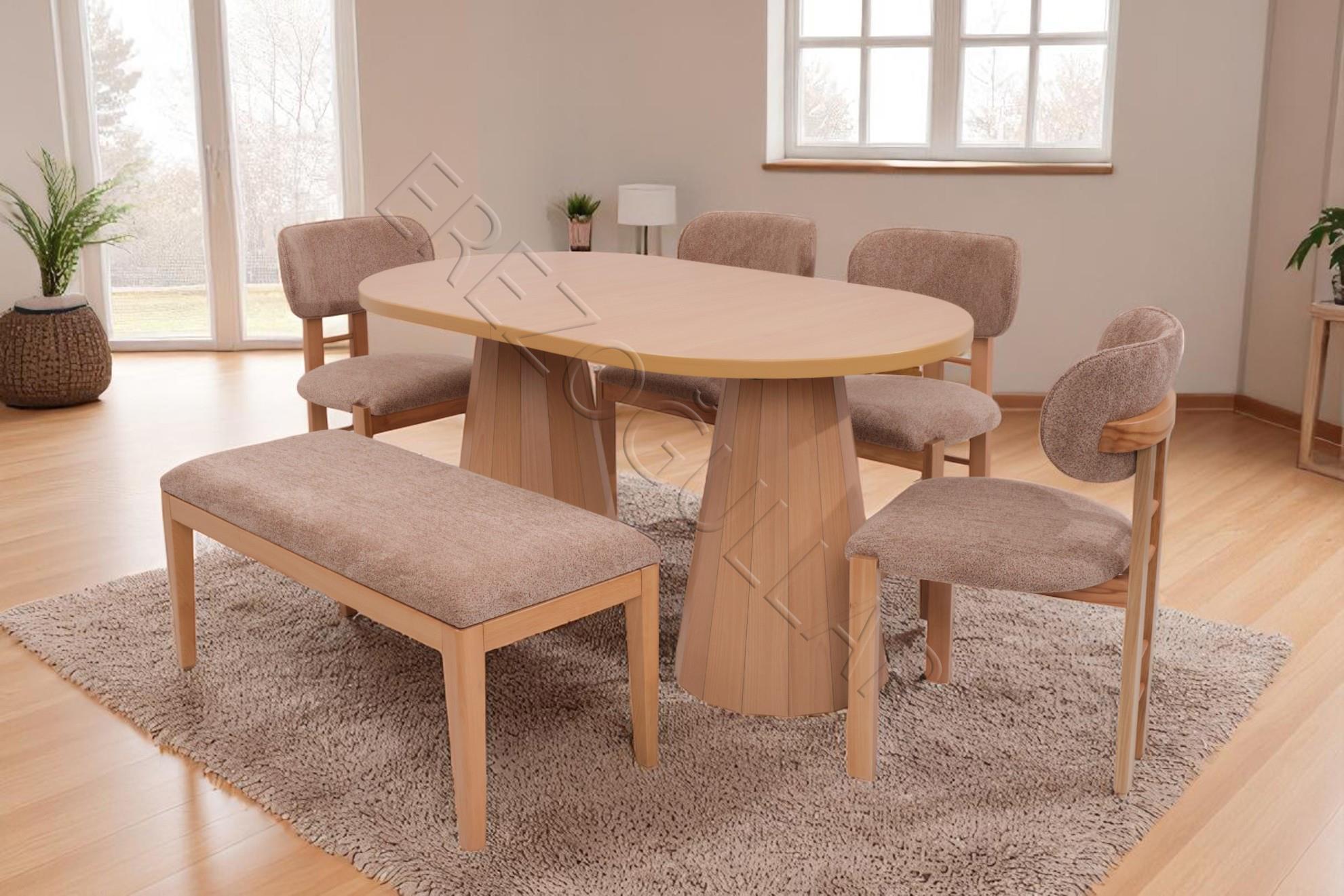 Bohem Rodi Banklı Açılır Yemek Masa Sandalye Takımı 90x160cm