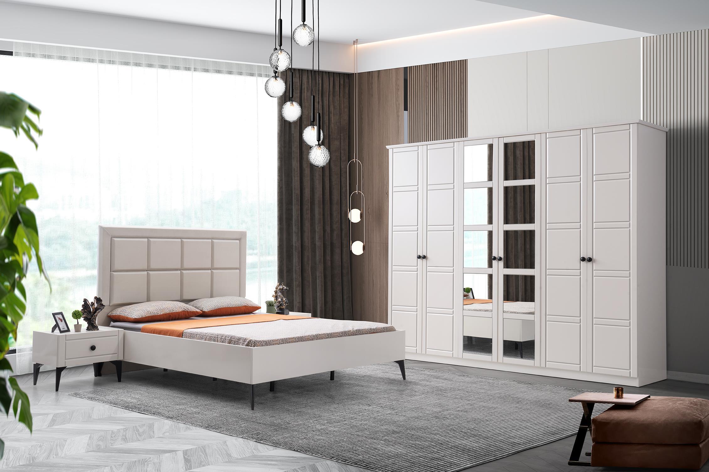Cemre 6 Membran Kapaklı Modern MDF Yatak Odası Takımı Bazalı 