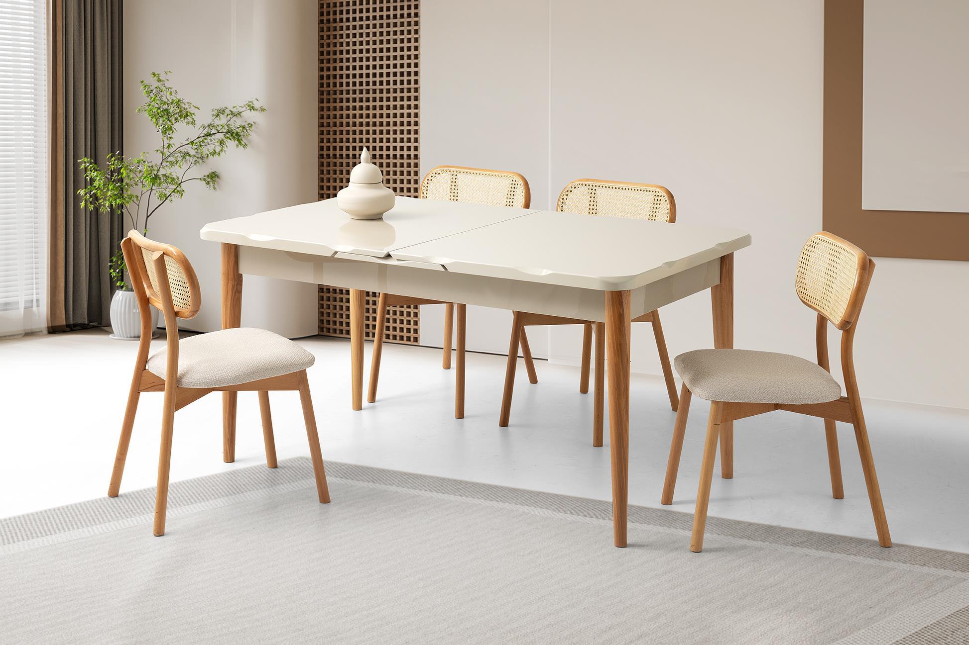 Duru Paris Mdf Lak Panel Açılır Yemek Masa Takımı 90x160