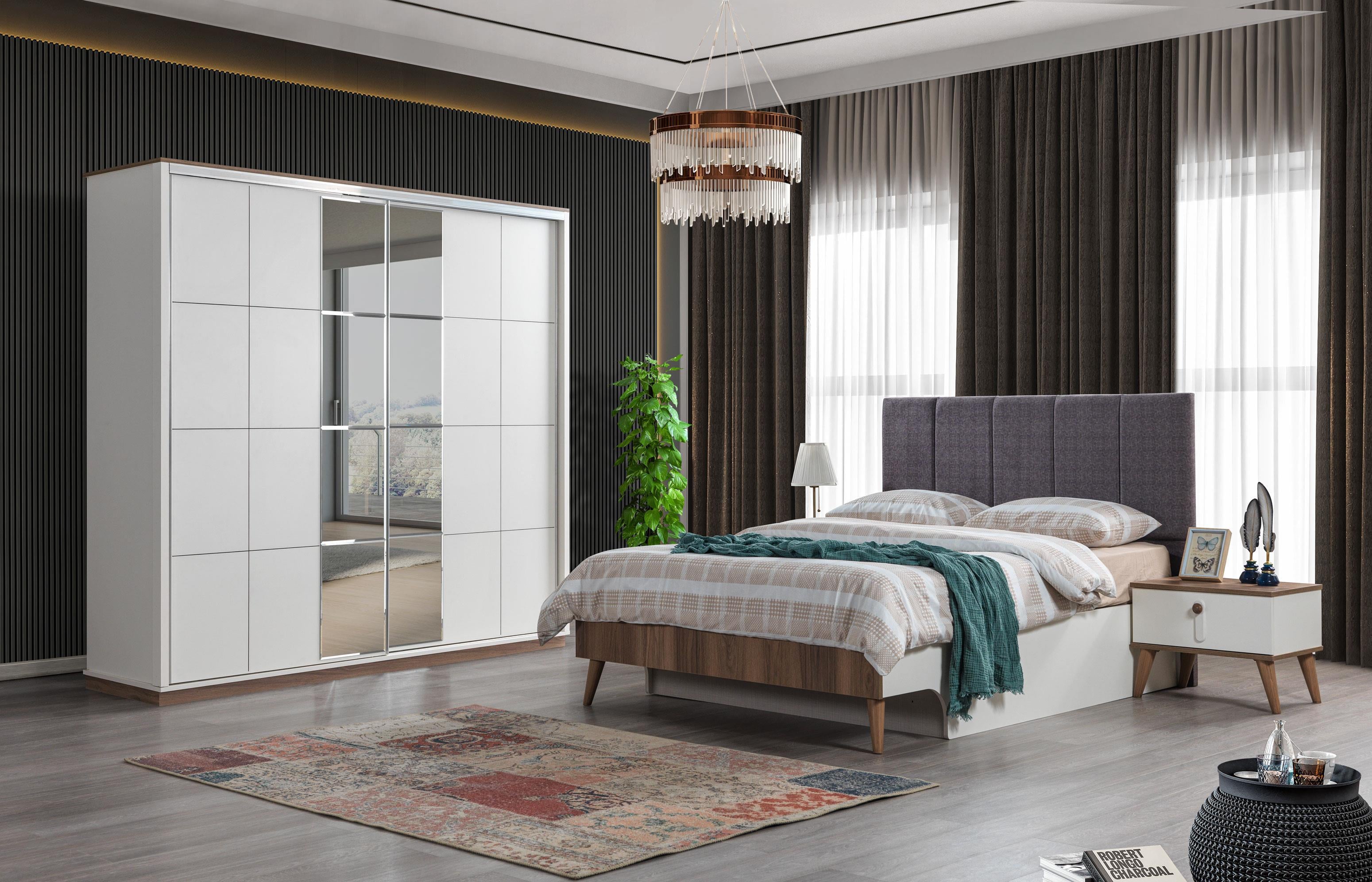 Efsane Sürgülü Kapaklı Modern Yatak Odası Takımı Bazalı