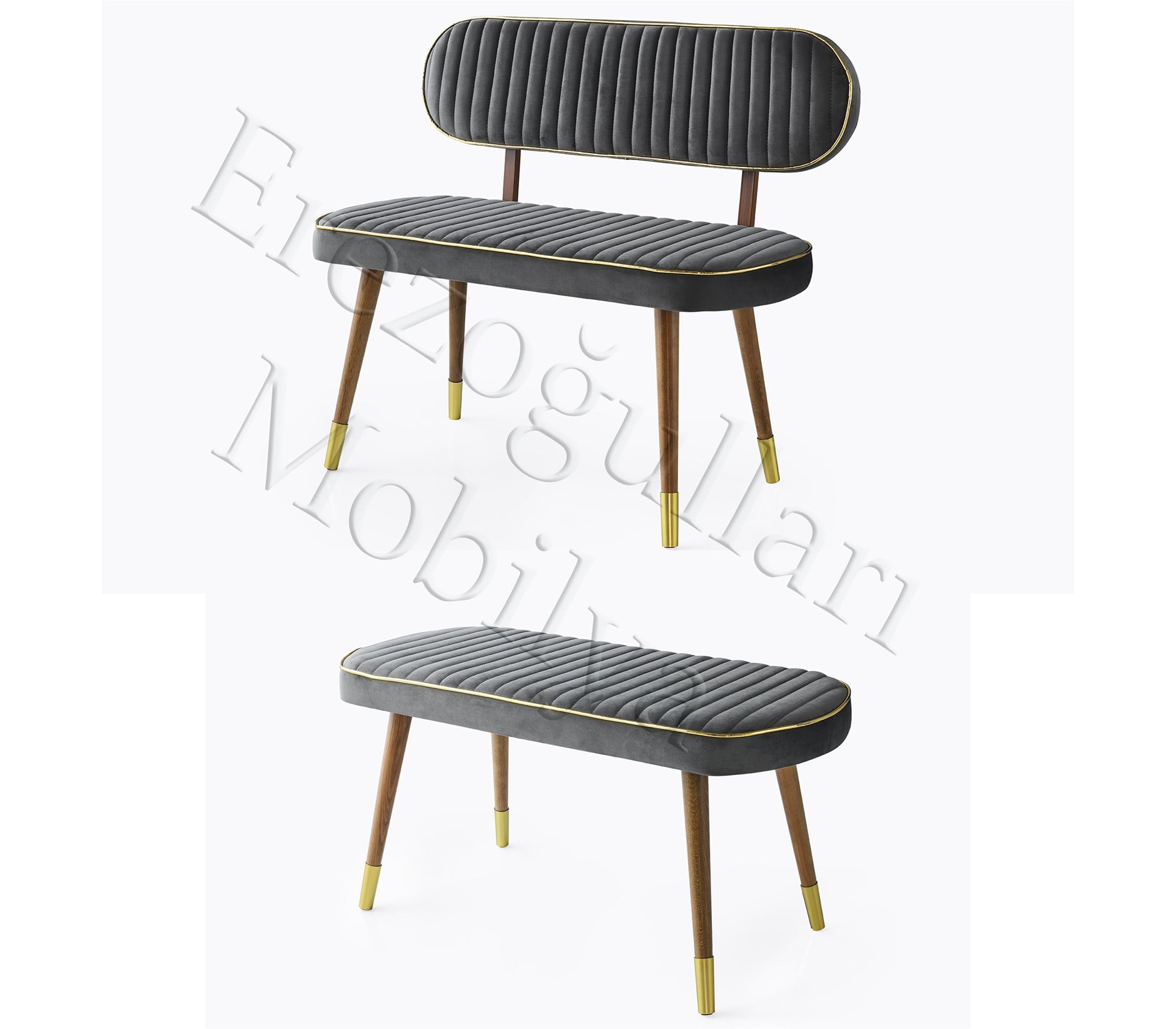 Göksu Sırtlı Ve Sırtsız Bank Takımı Mutfak Bench 102cm