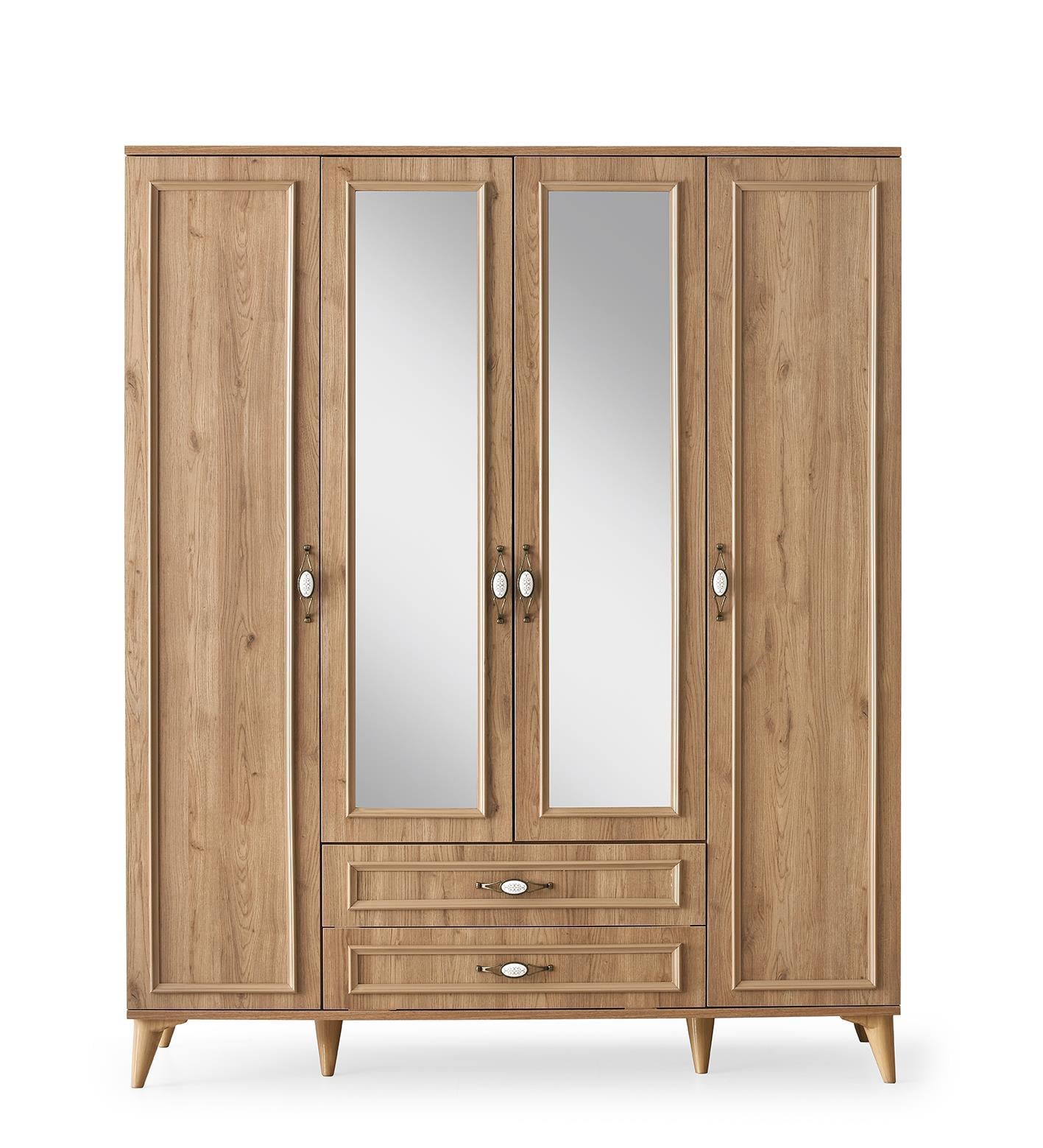 Irmak 4 Kapılı 2 Çekmeceli Gardrop Elbise Dolabı 160x48x195cm