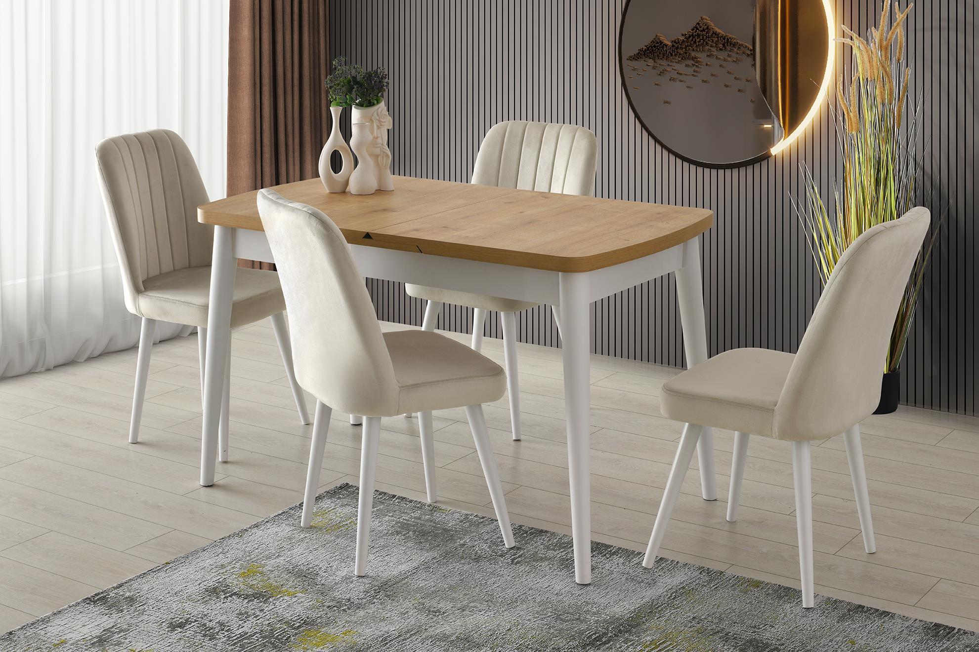 Kelebek Mdf Açılır Mutfak Masa Sandalyeli Takım 75*130cm