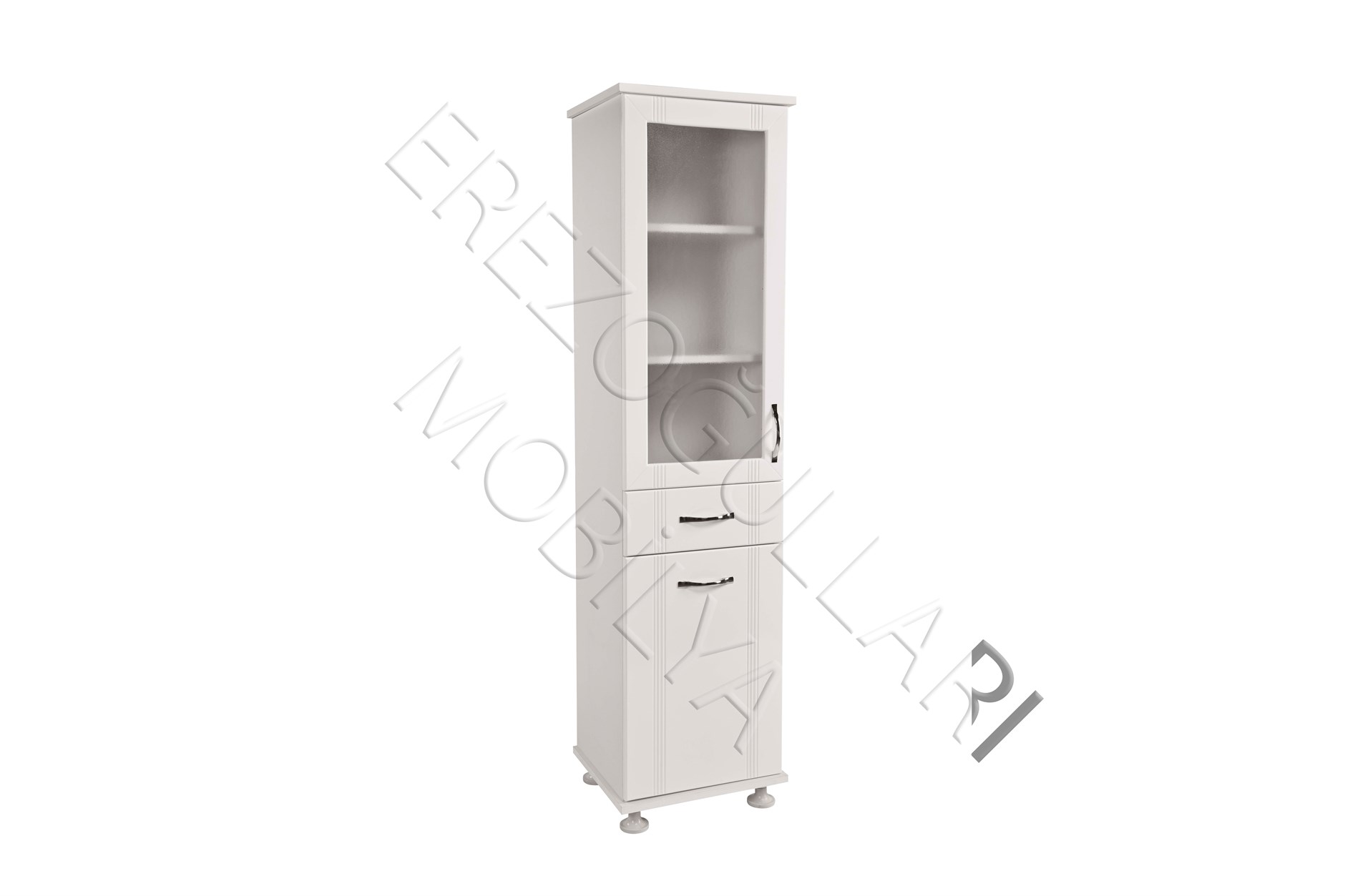 Lake Mika Camlı Dar Sepetli Banyo Çok Amaçlı Dolap 45x40x180