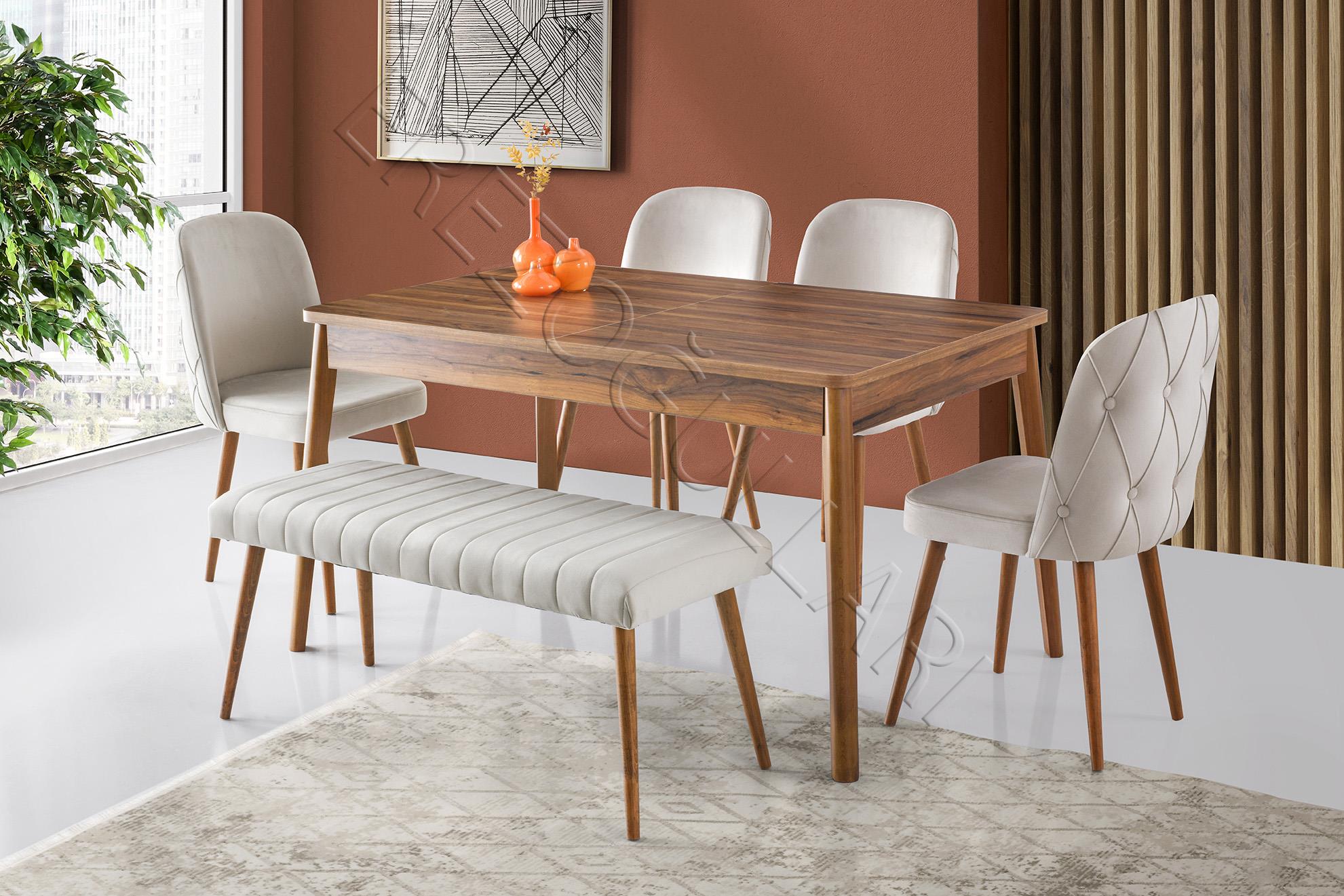 Lilyum Loft Banklı Salon Yemek Mutfak Masası 90x145