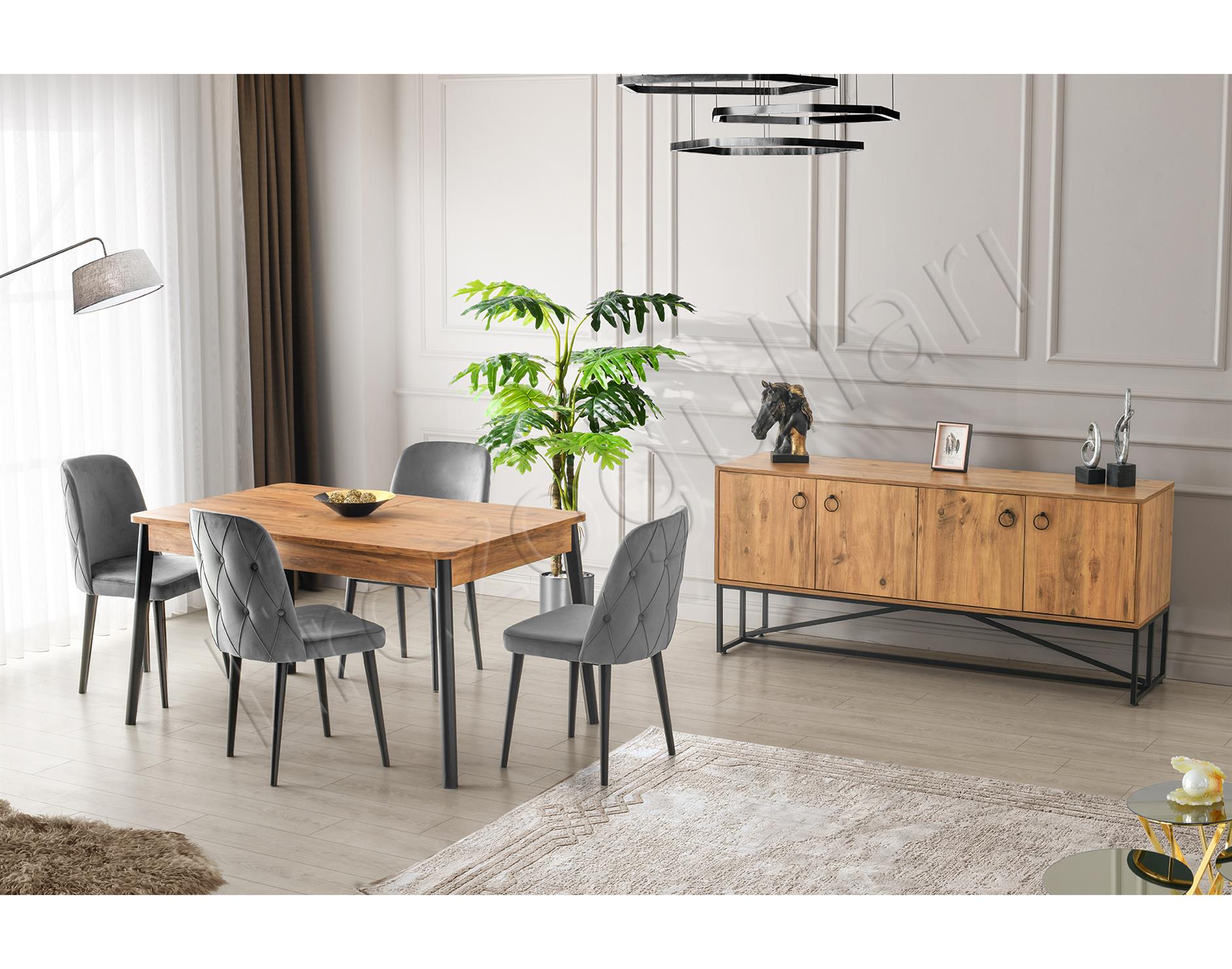 Loft Yemek Odası Konsol Ve Masa Sandalye Takımı