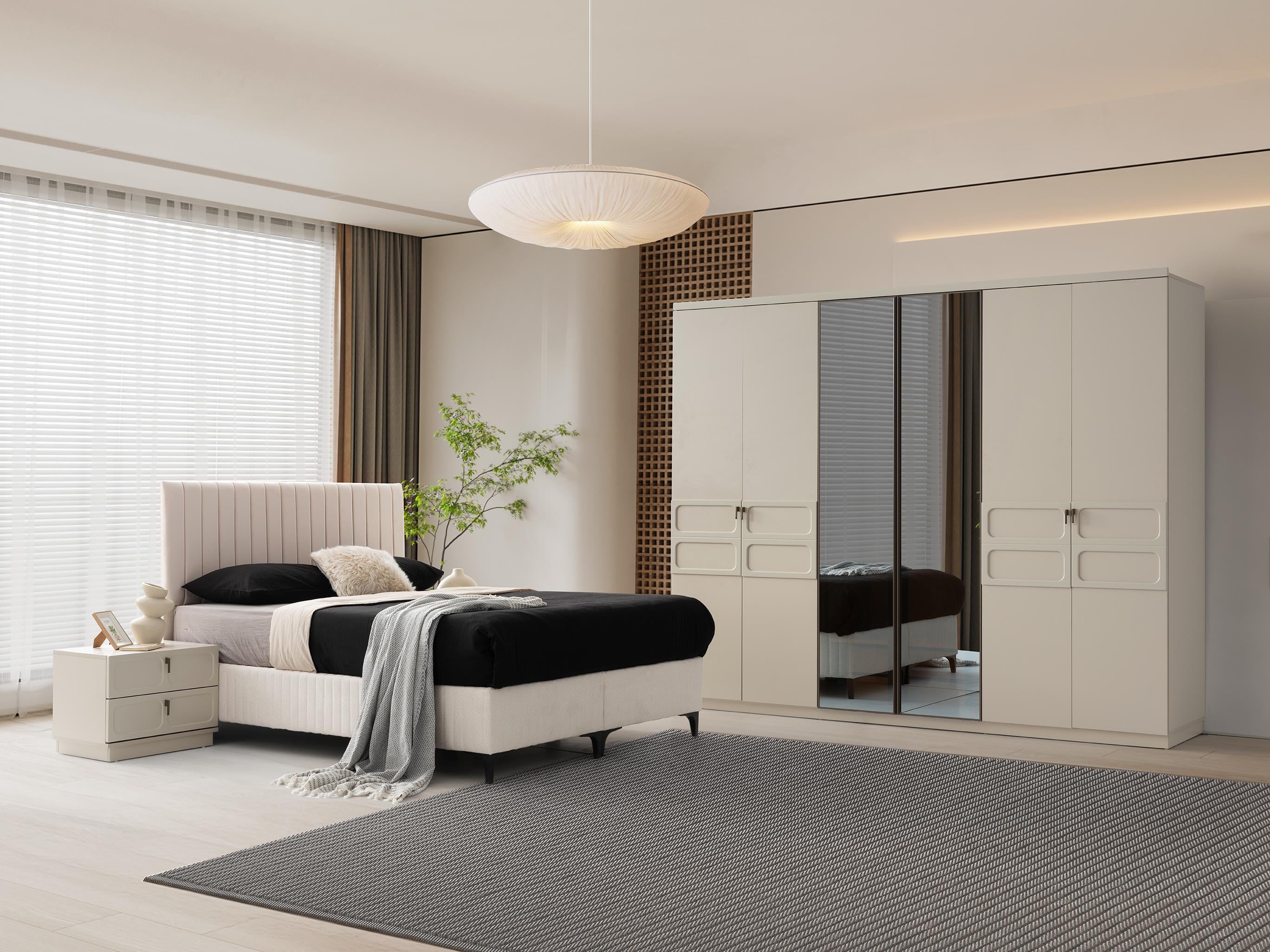 Malta %100 MDF 6 Kapaklı Modern Yatak Odası Takımı Başlıklı