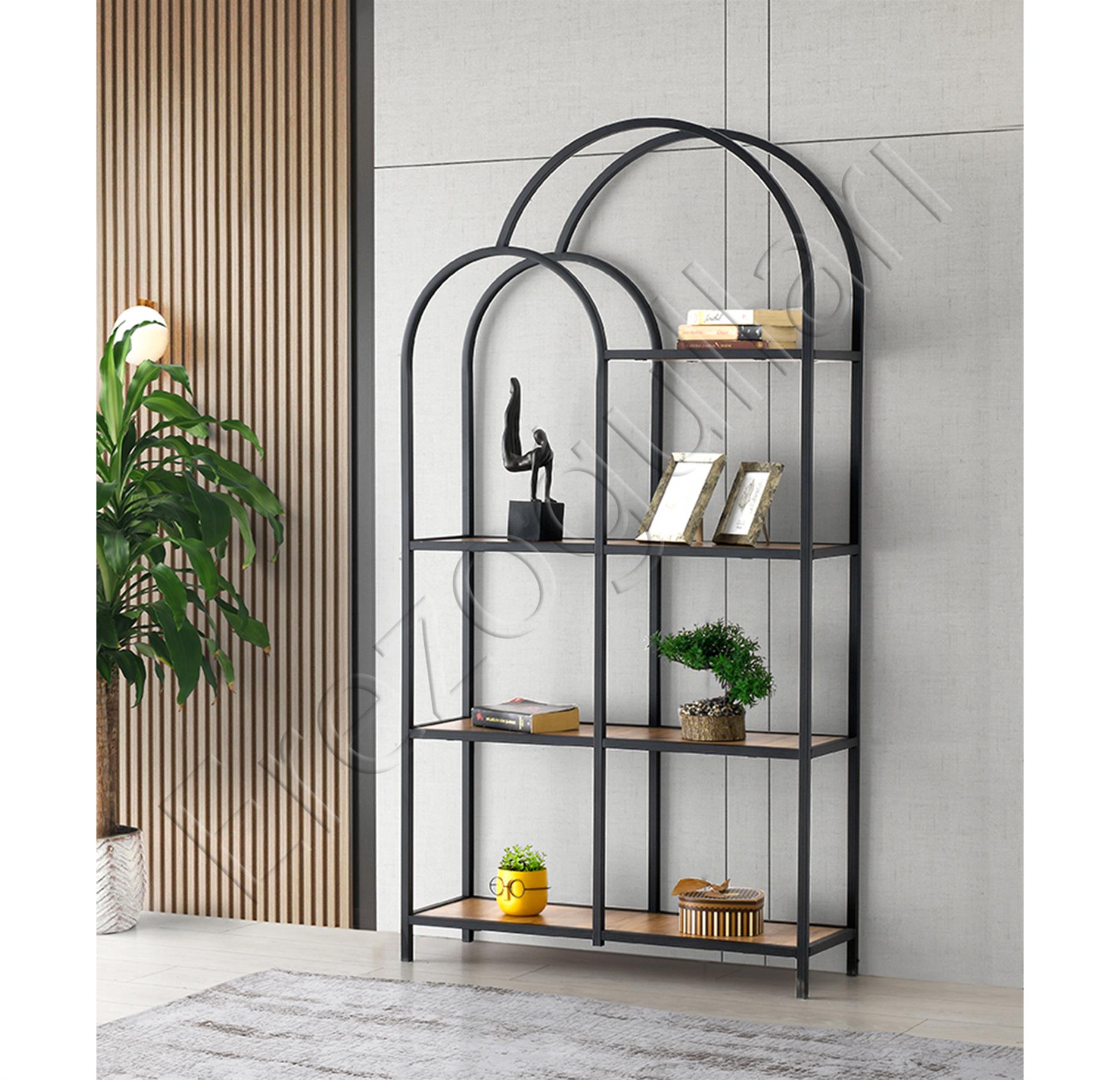 Mega Çift Kubbeli Dekoratif Ferforje Kitaplık 93x30x178