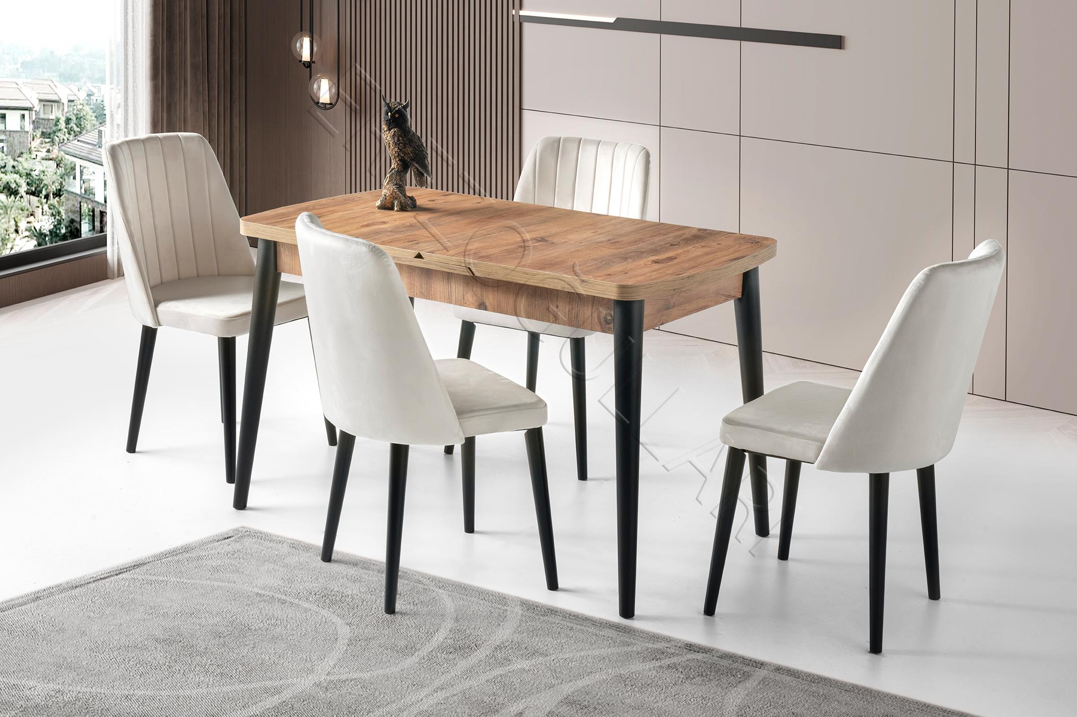 Milano Mdf Açılır Mutfak Masa Sandalyeli Takım 75*130cm