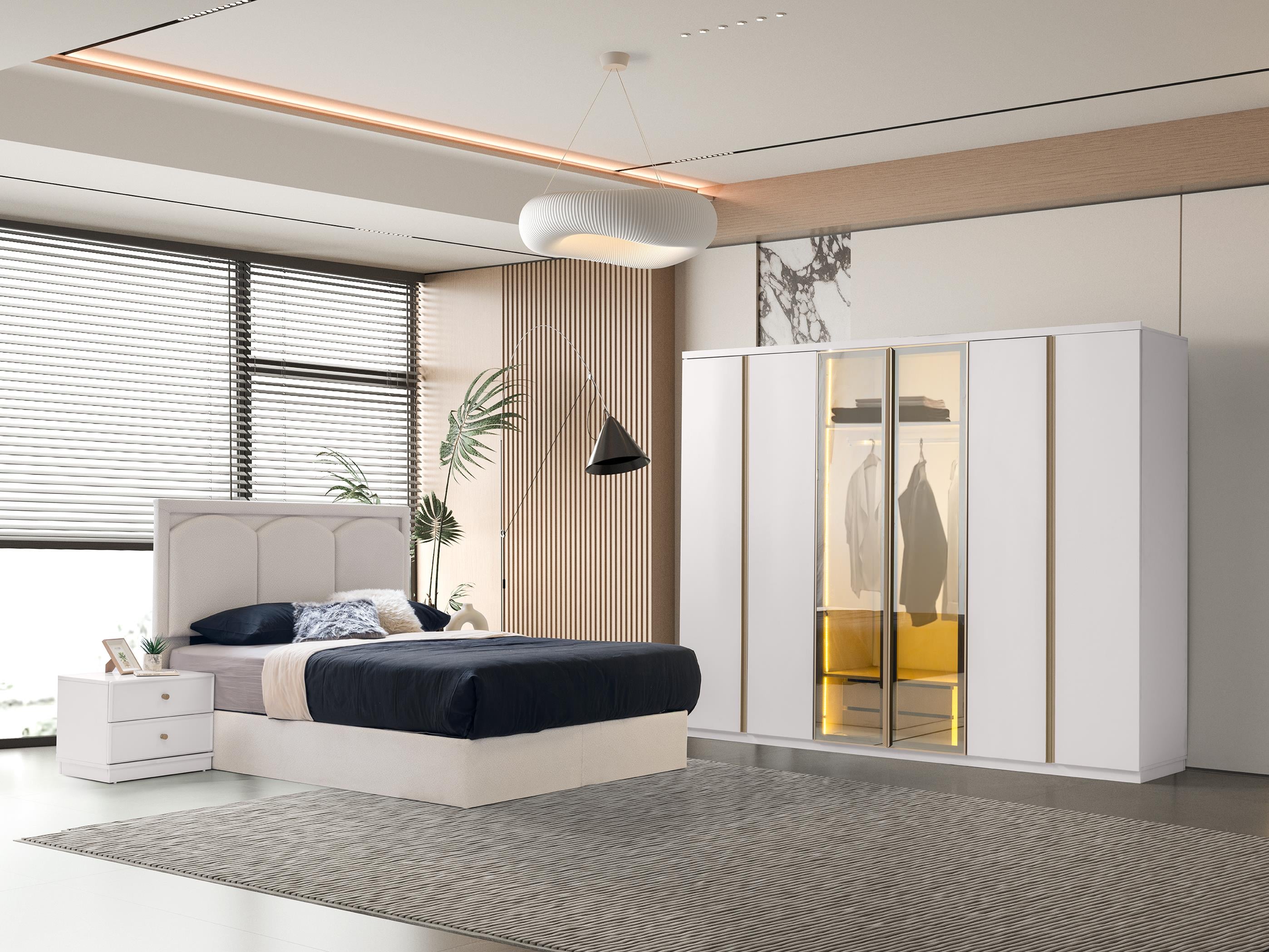 Neom %100 MDF 6 Kapaklı Modern Yatak Odası Takımı Başlıklı