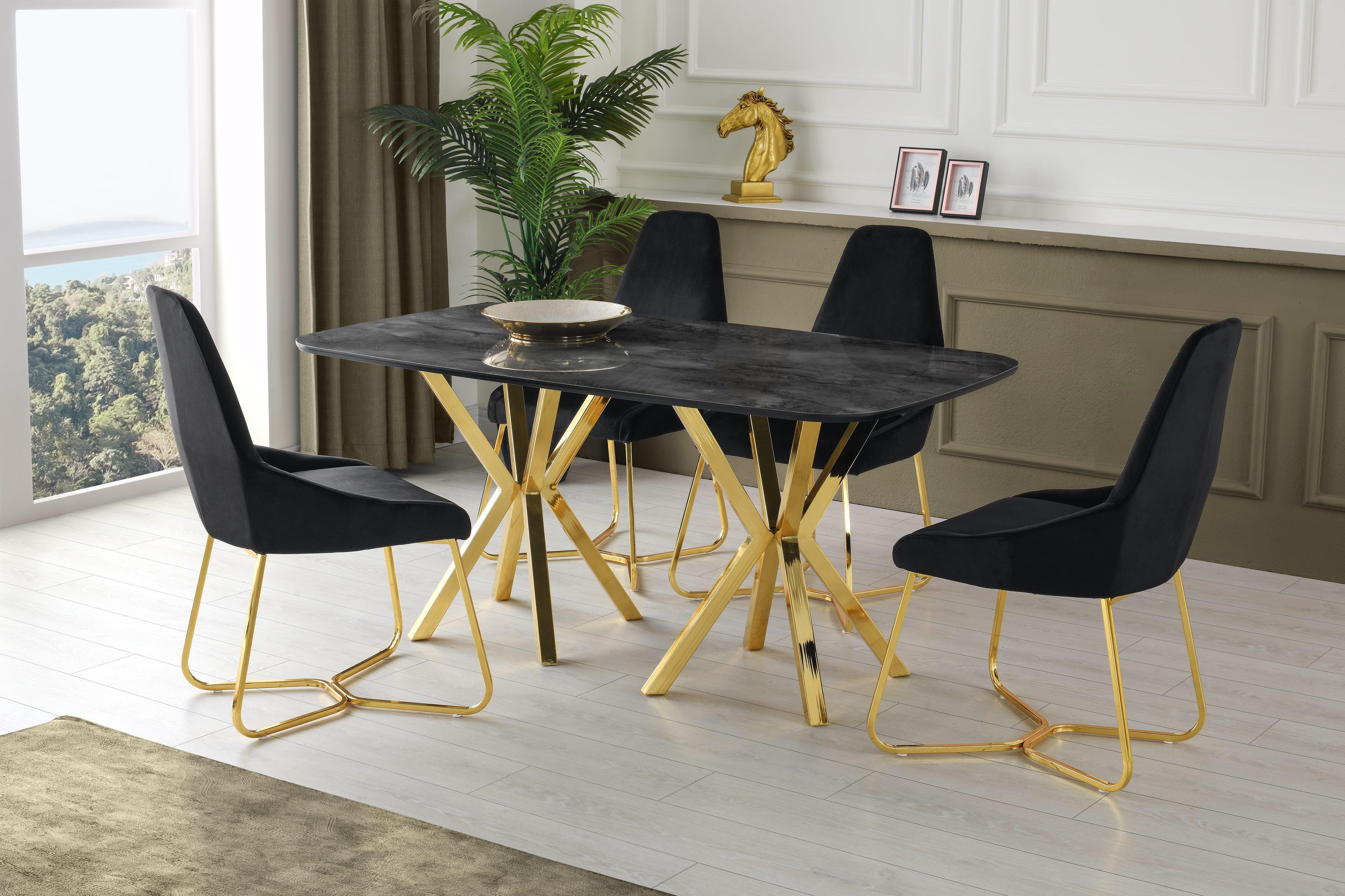 Royal Masa High Gloss Krom Mutfak Masa 4 Sandalye Seti 90*160