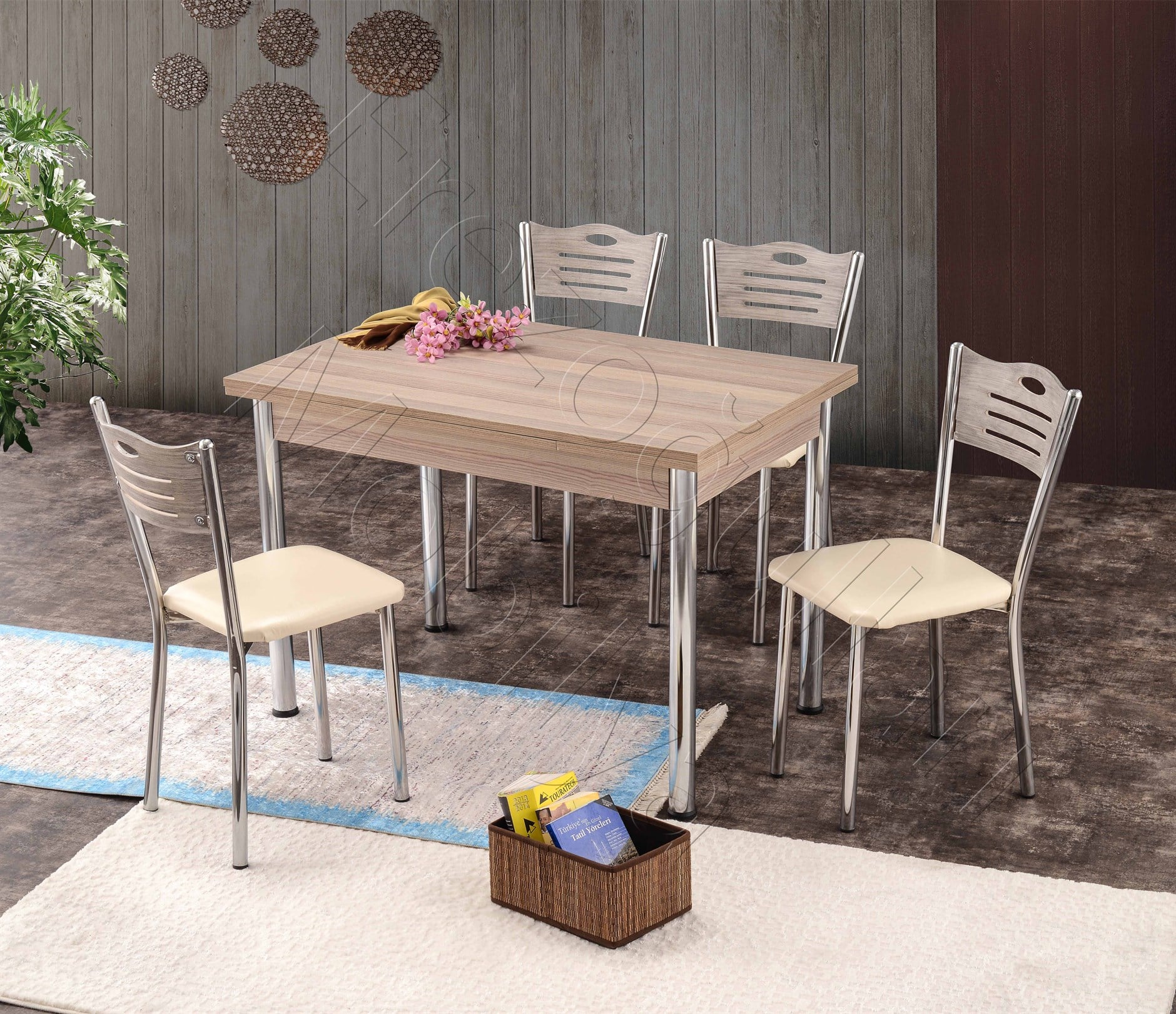 Smart Açılır Mutfak Masası ve 4 Adet Sandalye Takımı 70*110cm
