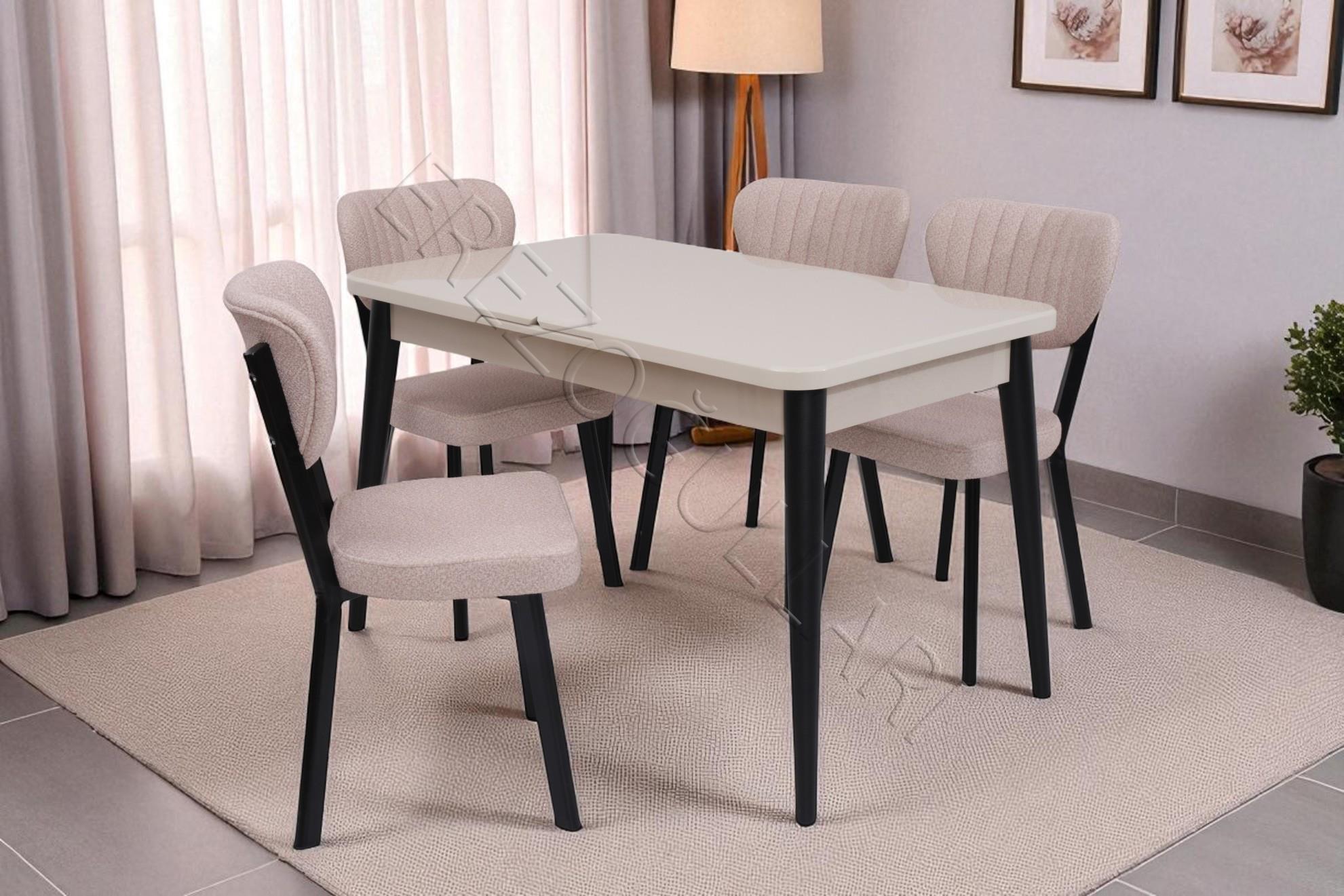 Yakamoz Kum Beji Elma MDF Mutfak Masa Sandalye Takımı 80x130