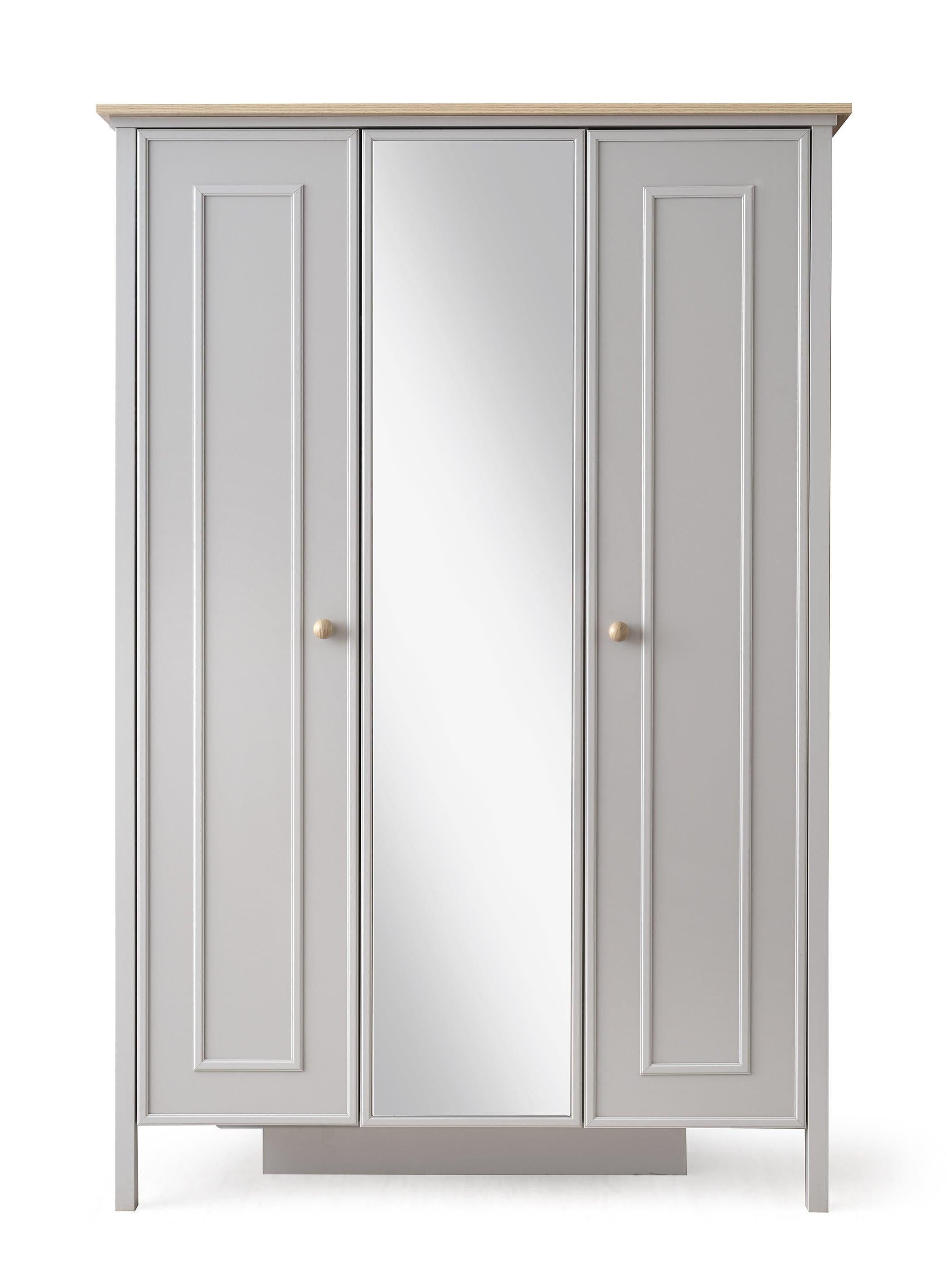 Yakamoz Sis Gri 3 Kapaklı Elbise Dolabı Gardırop 173x56x201cm
