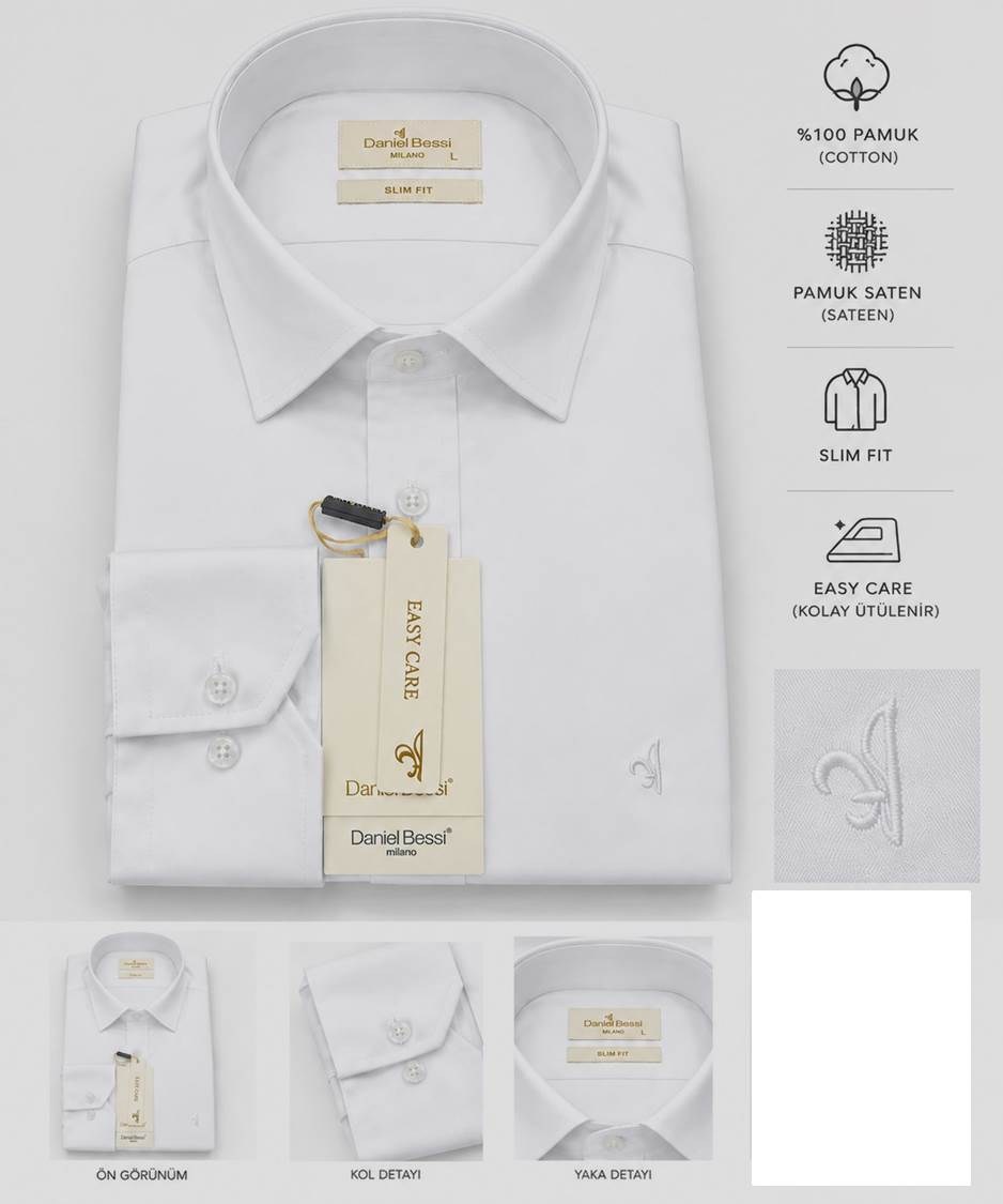 Daniel Bessi 550 Slim Fit %100 Pamuk Twill Easy Care Kolay Ütü Gömlek