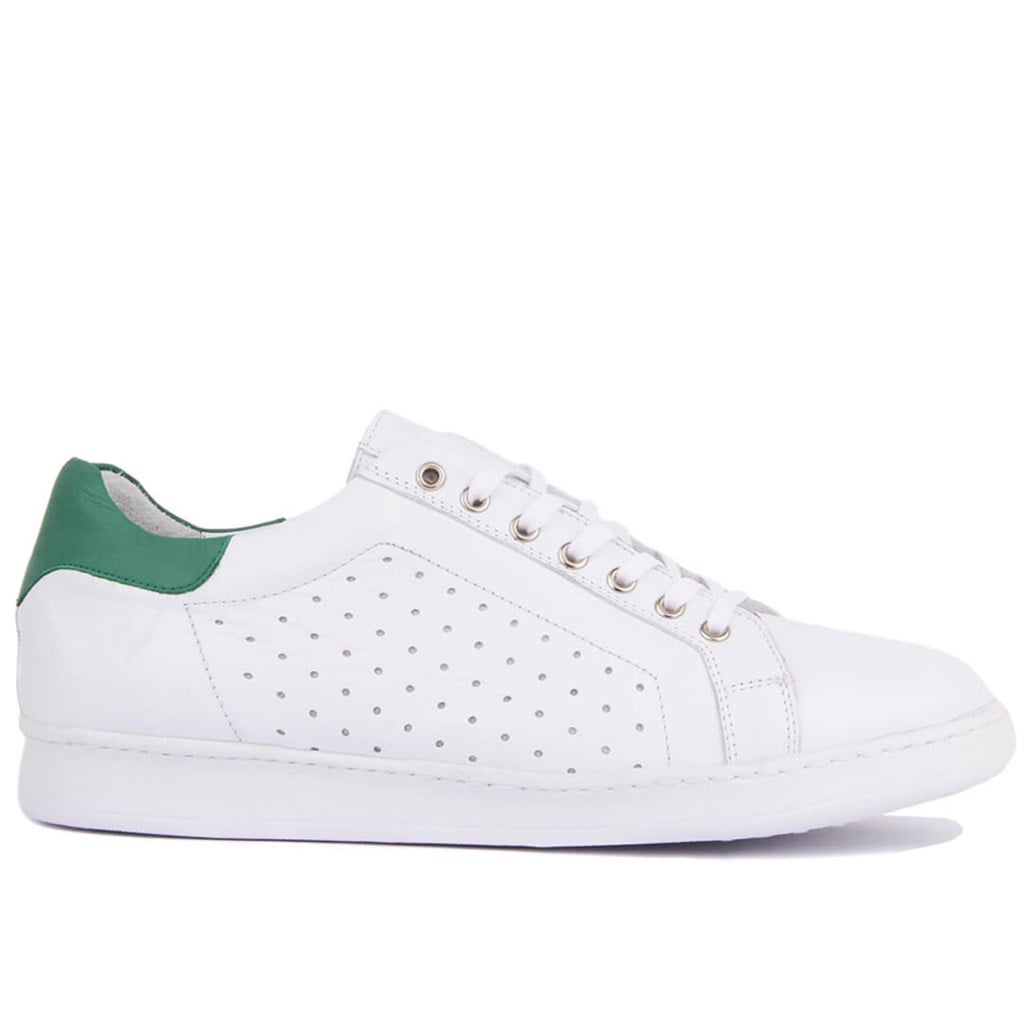 Sail Lakers - Hakiki Deri Beyaz Zımbalı Erkek Sneaker