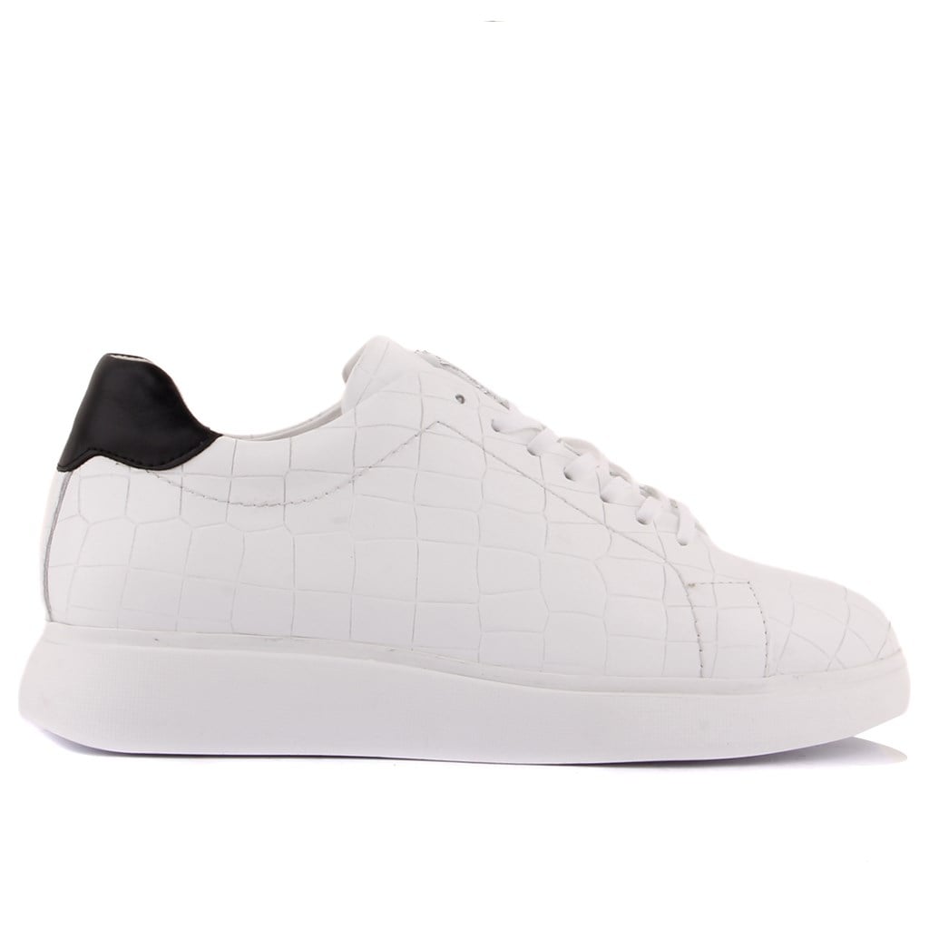 Sail Lakers - Beyaz Deri Croco Bağcıklı Erkek Sneaker