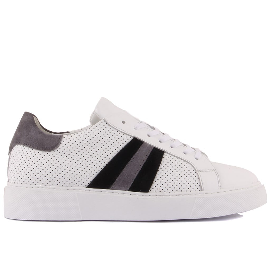 Sail Lakers - Beyaz Deri, Siyah, Gri Süet Bağcıklı Erkek Sneaker