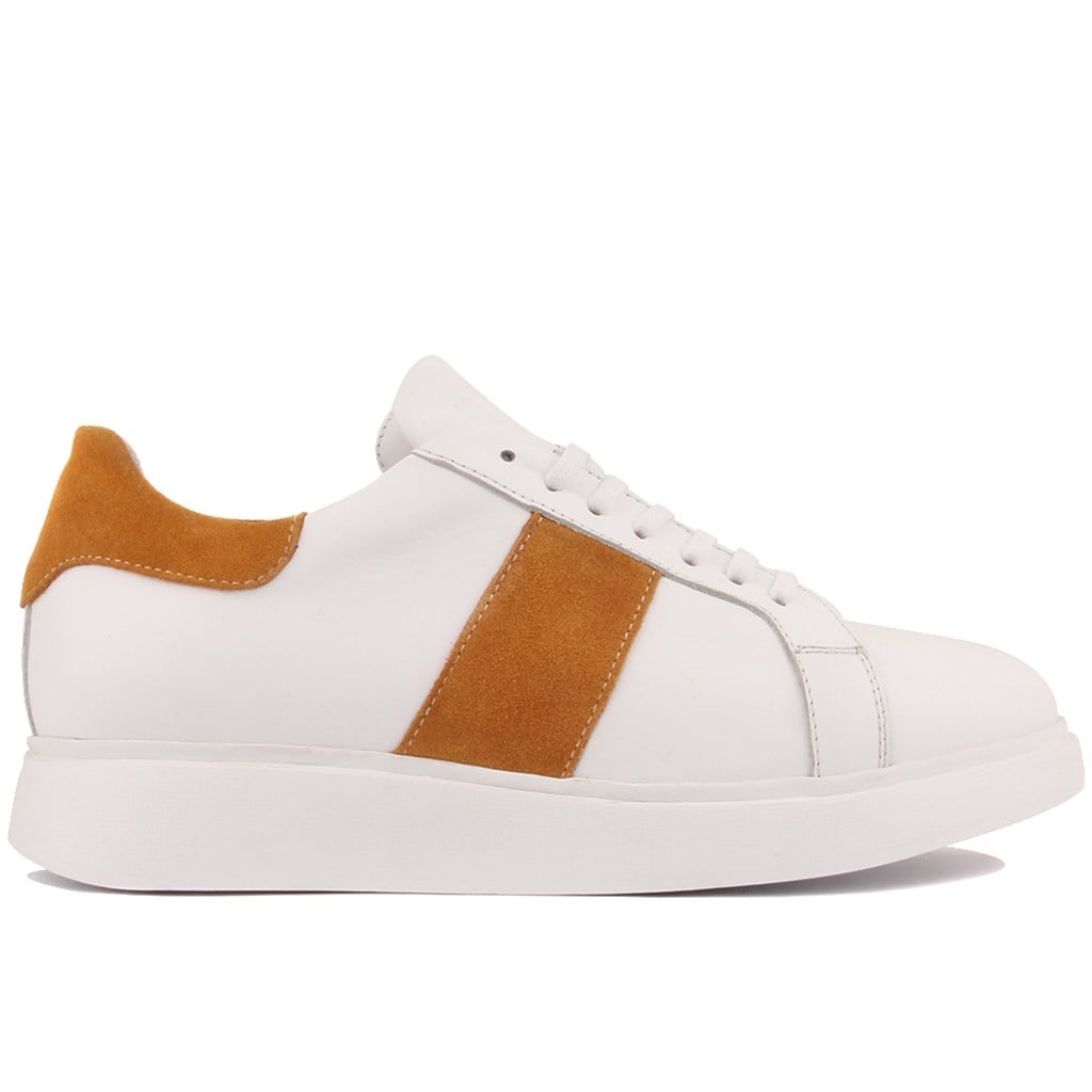 Sail Lakers - Beyaz Deri, Turuncu Süet Erkek Sneaker