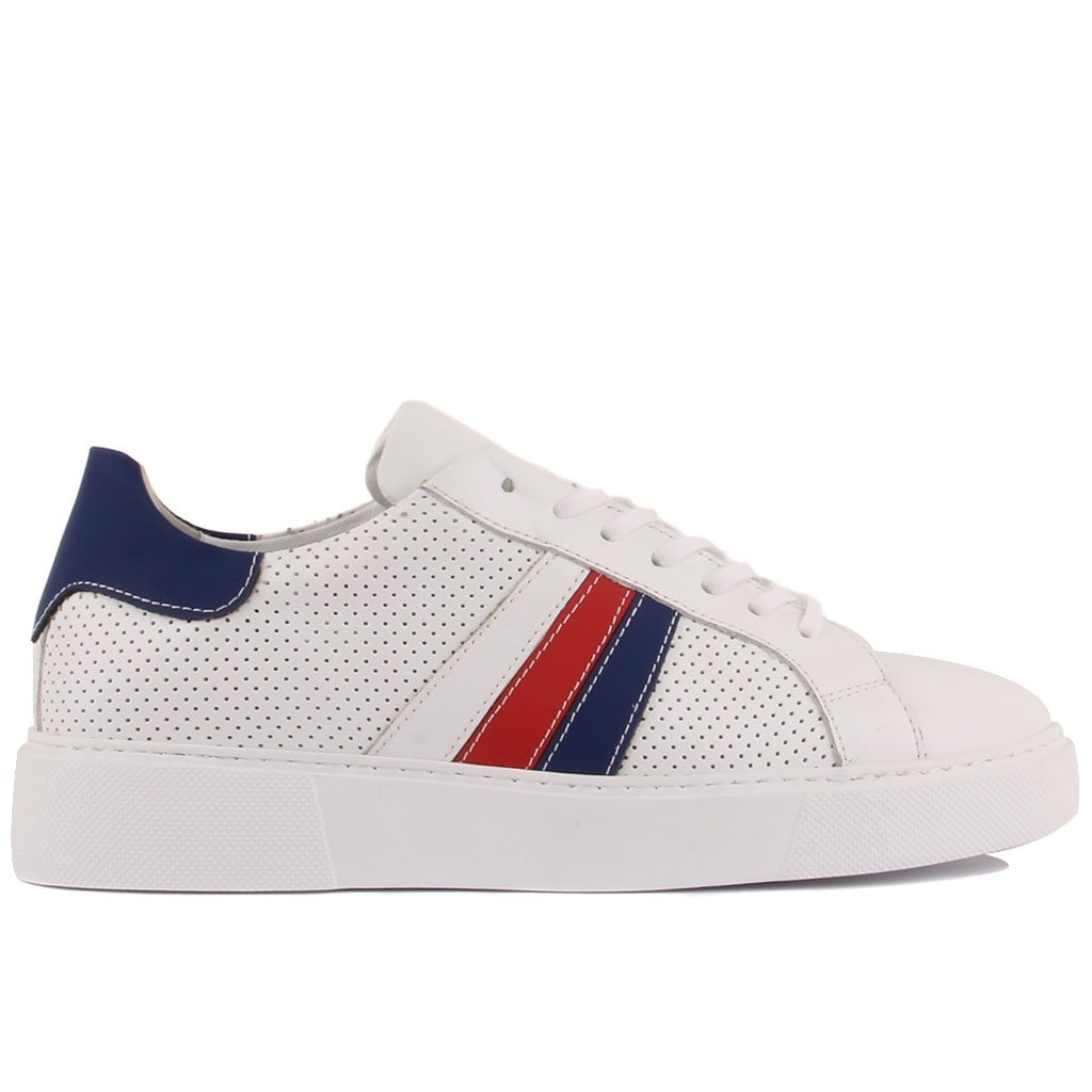 Sail Lakers - Beyaz, Kırmızı, Mavi Deri Bağcıklı Erkek Sneaker