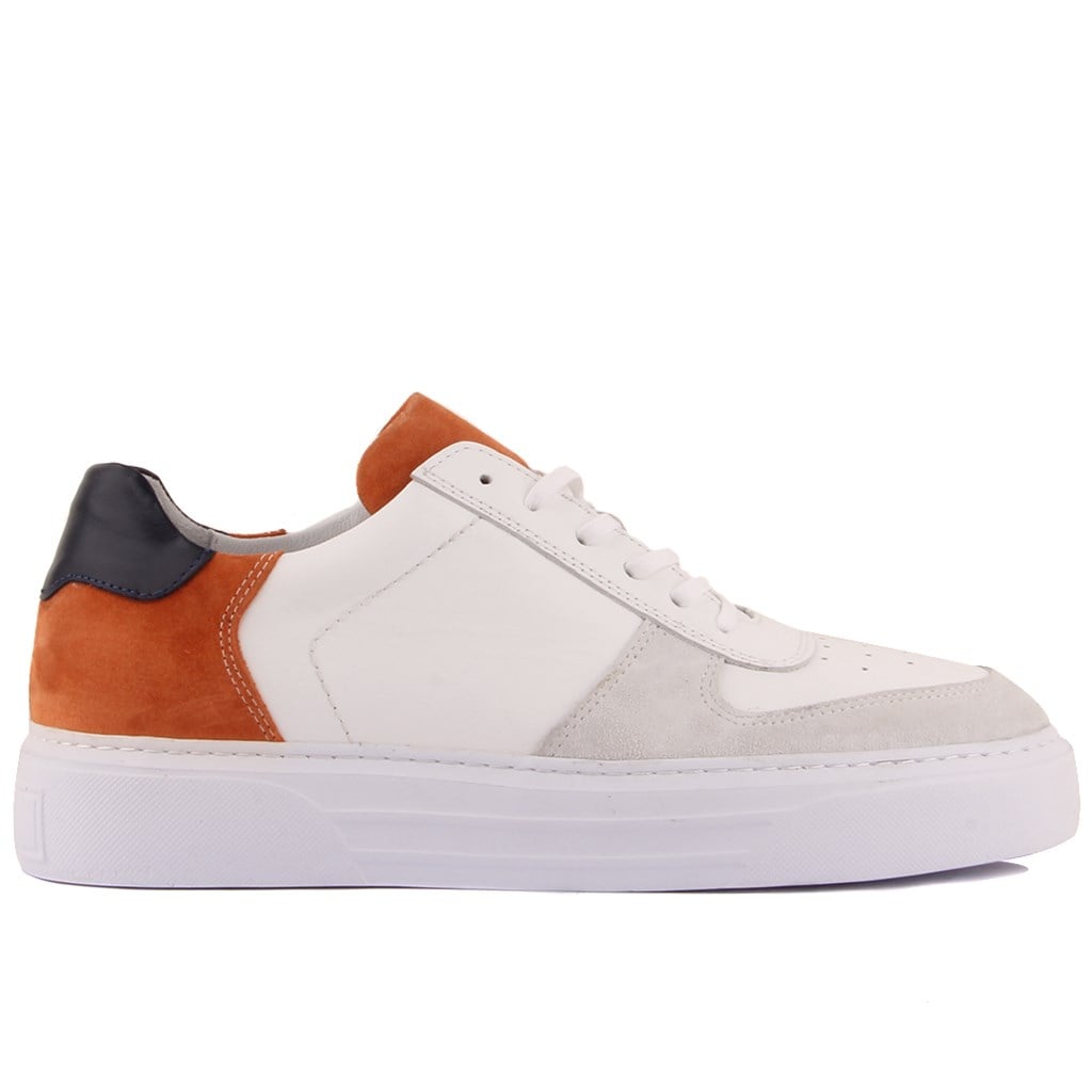 Sail Lakers - Beyaz, Lacivert Deri, Turuncu Süet Erkek Sneaker