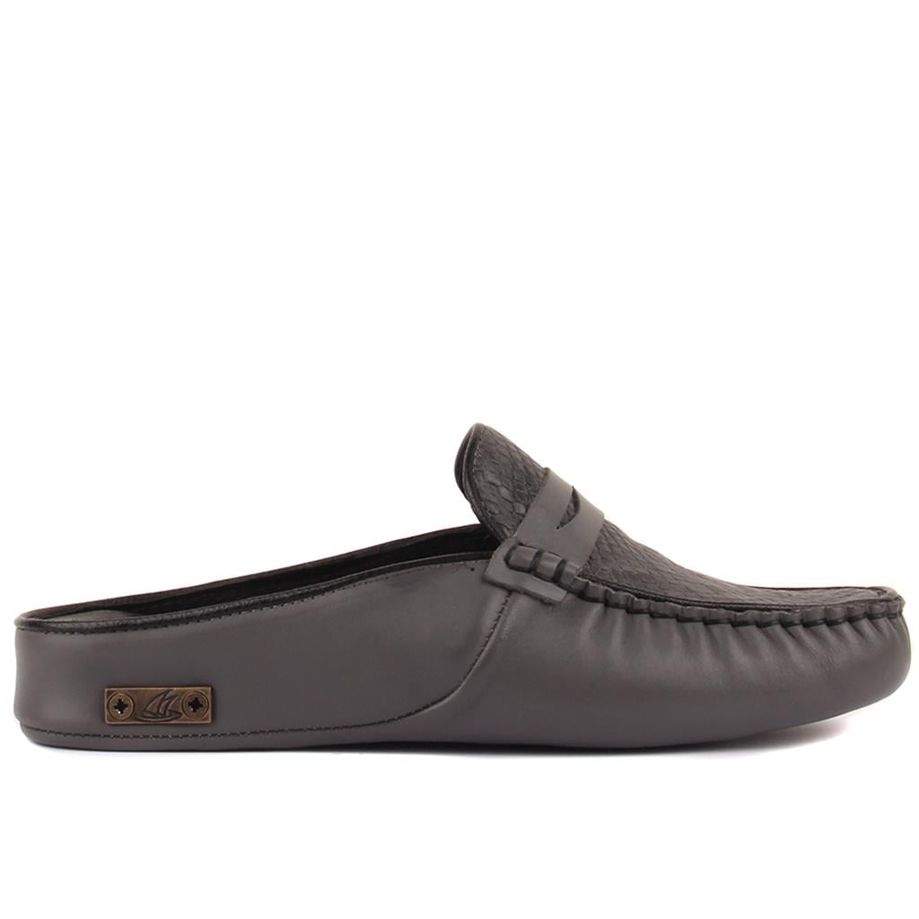Sail Lakers - Gri Deri Kadın Ev Terliği