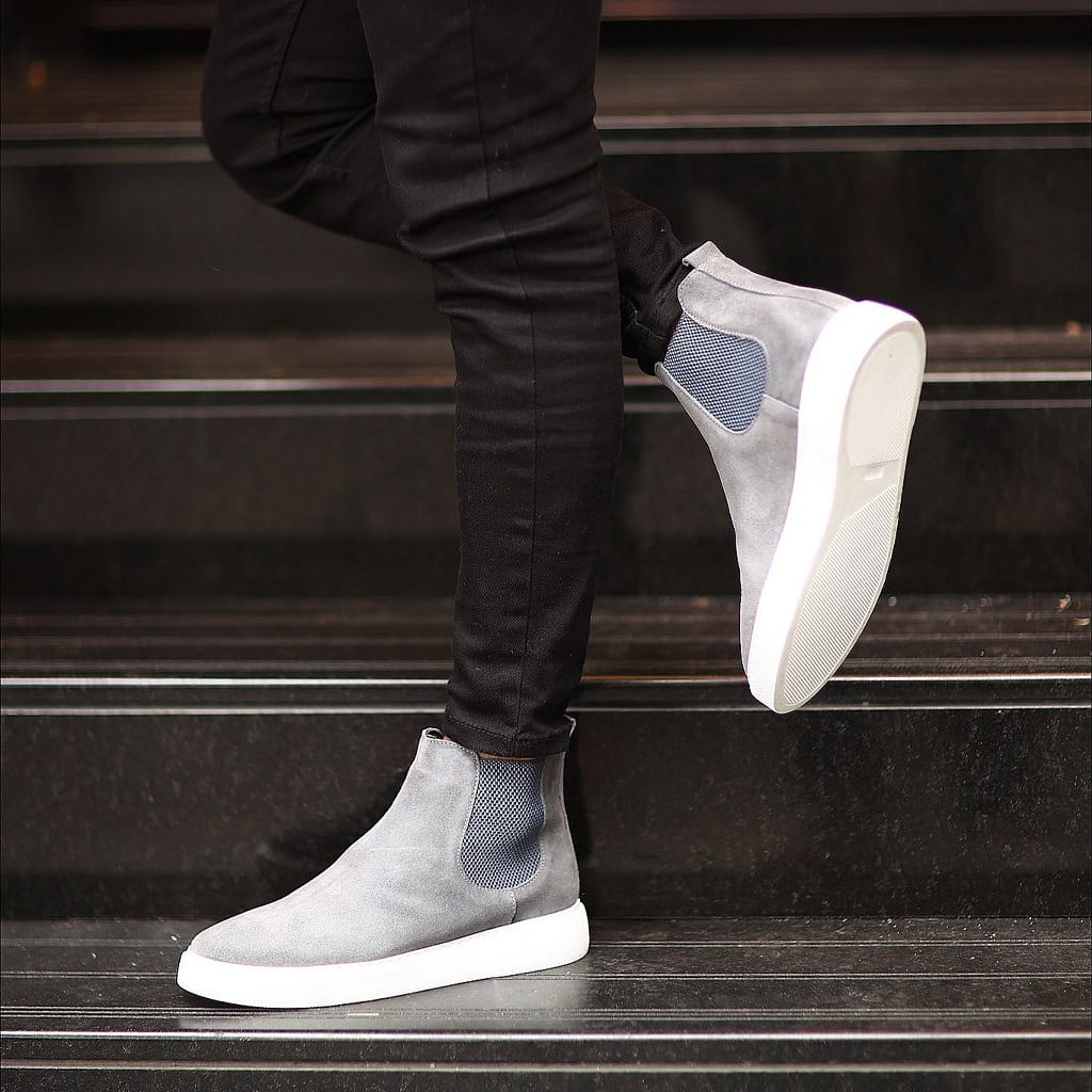 Sail Lakers - Gri Süet Deri Eva Taban Unisex Chelsea Bot