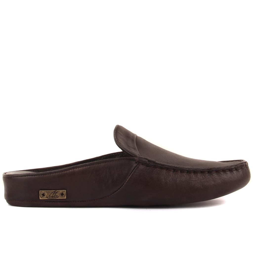 TerlikSail Lakers - Kahverengi Deri Erkek Ev Terliği110-558-E R102 DARK BROWN LEA
