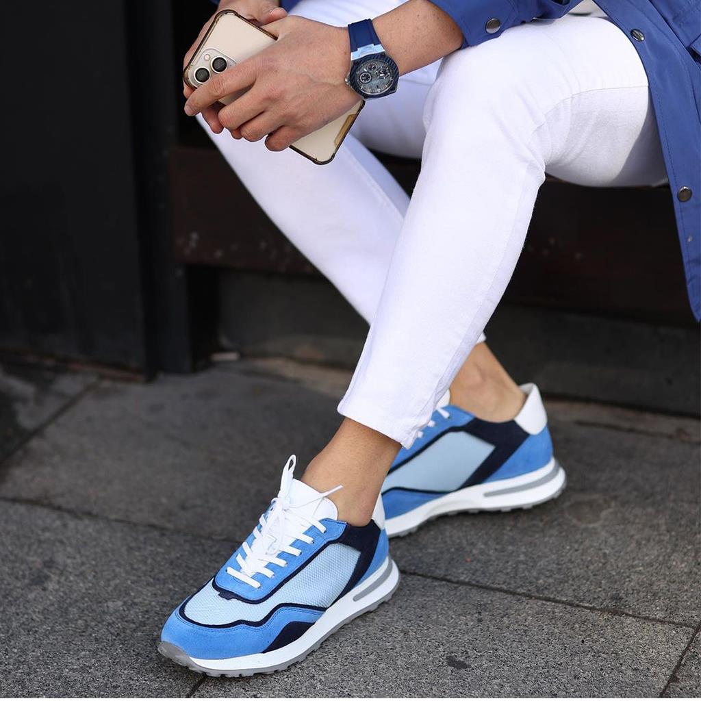 Sail Lakers - Mavi, Lacivert Süet, Beyaz Deri Bağcıklı Erkek Sneaker