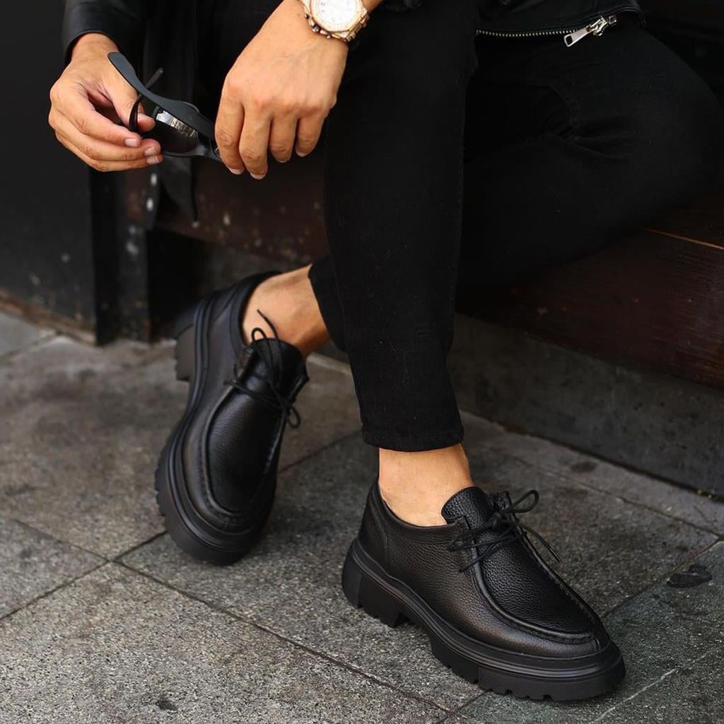 Günlük Sail Lakers - Siyah Deri Bağcıklı Erkek Sneaker101-9009-H1308 R52 SIYAH FLOOTER(SIYAH TABAN)