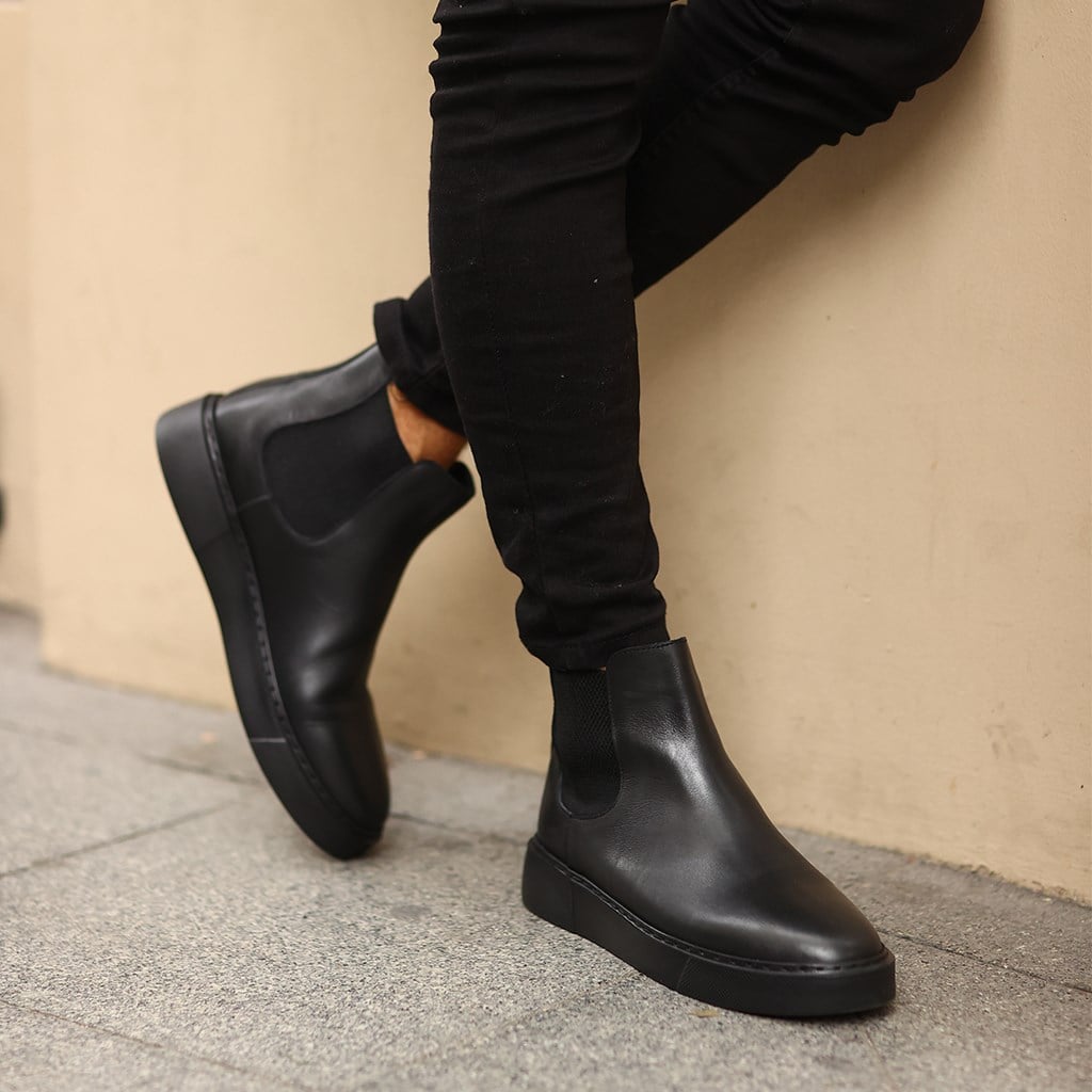 Sail Lakers - Siyah Deri Eva Taban Unisex Chelsea Bot