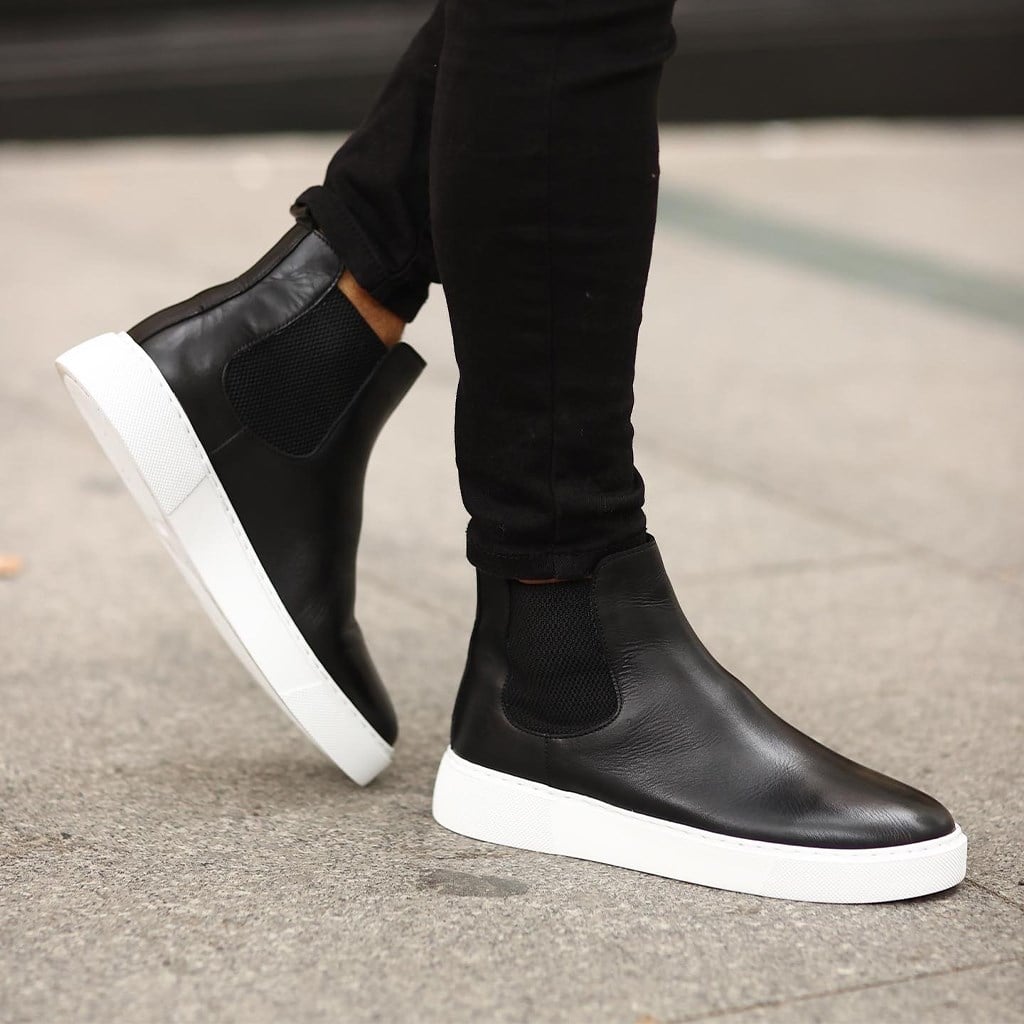 Sail Lakers - Siyah Deri Eva Taban Unisex Chelsea Bot
