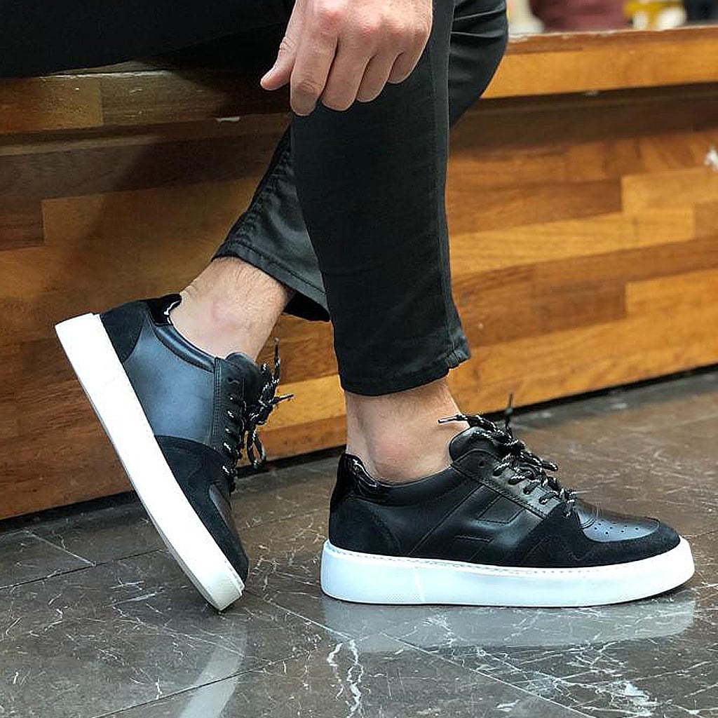 Sail Lakers - Siyah Deri, Süet Bağcıklı Erkek Sneaker