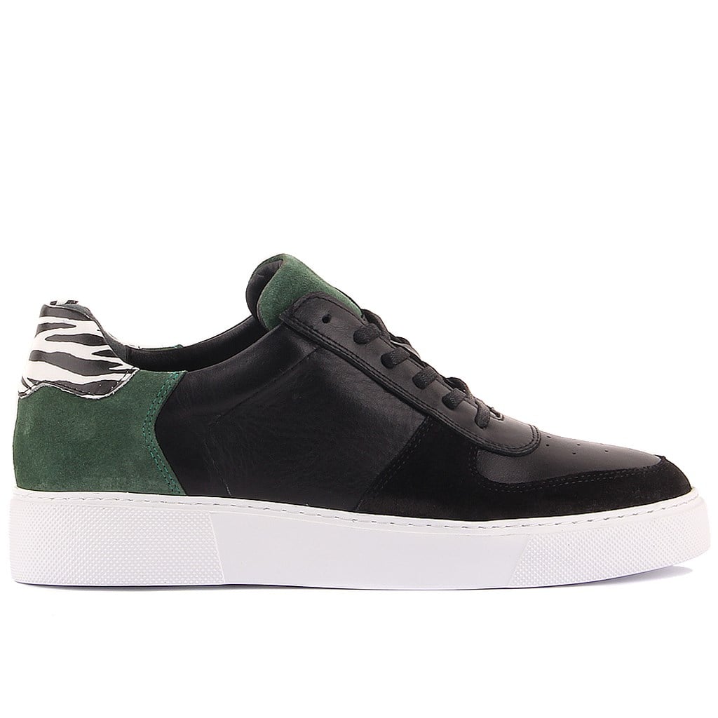 Sail Lakers - Siyah Deri, Yeşil Süet Erkek Sneaker