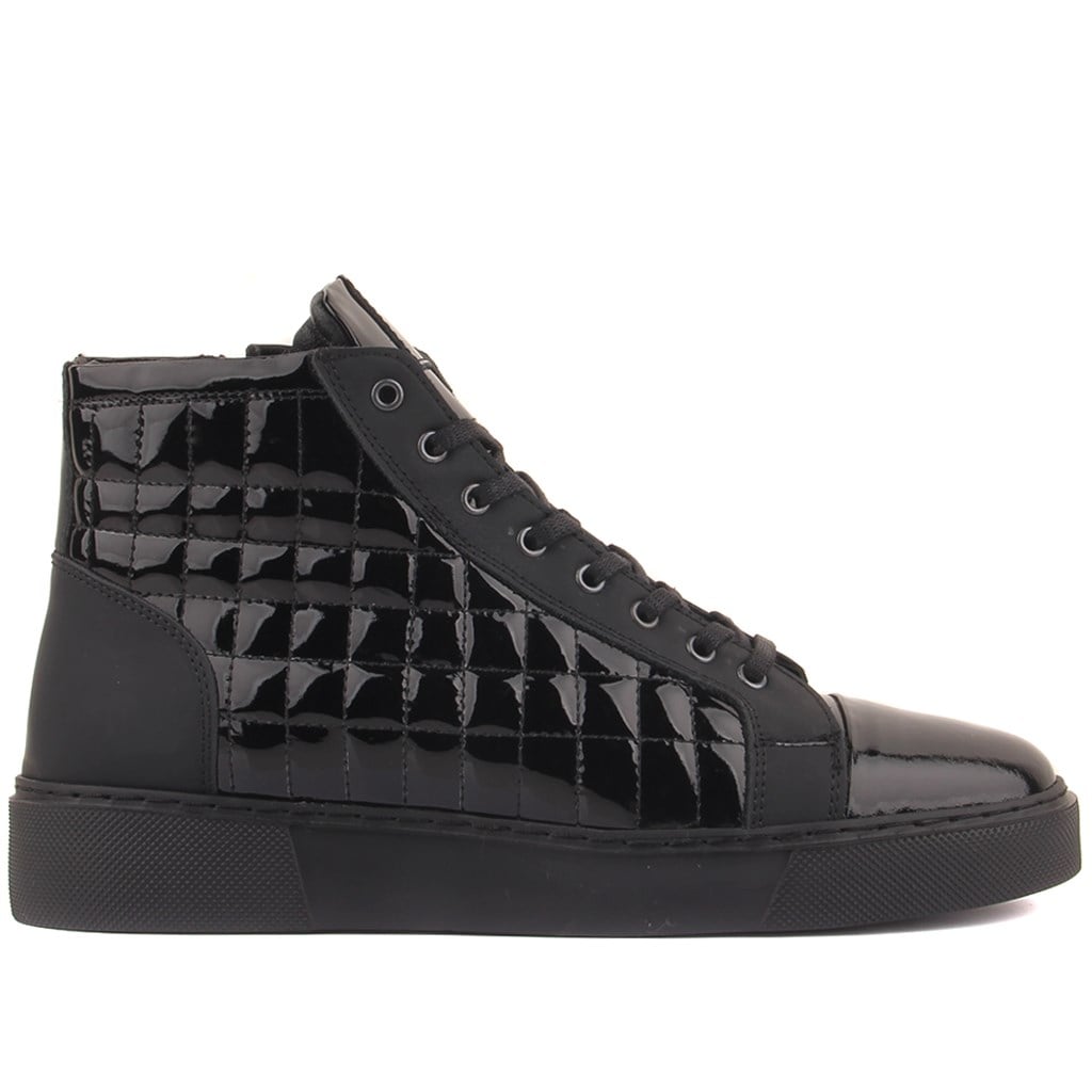 Sail Lakers - Siyah Rugan Deri Eva Taban Sneaker Bot