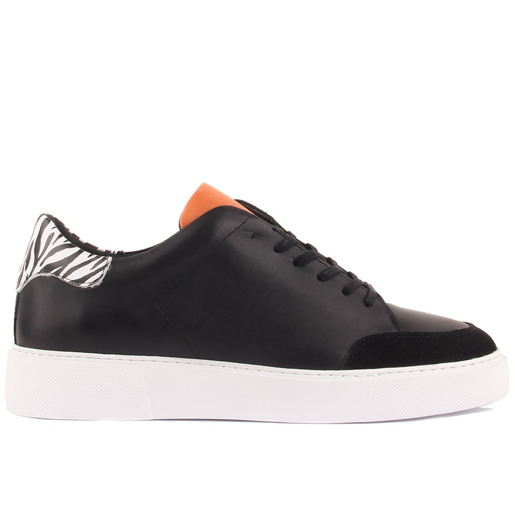 Sail Lakers - Siyah,Turuncu Deri Zebra Detaylı Bağcıklı Erkek Sneaker
