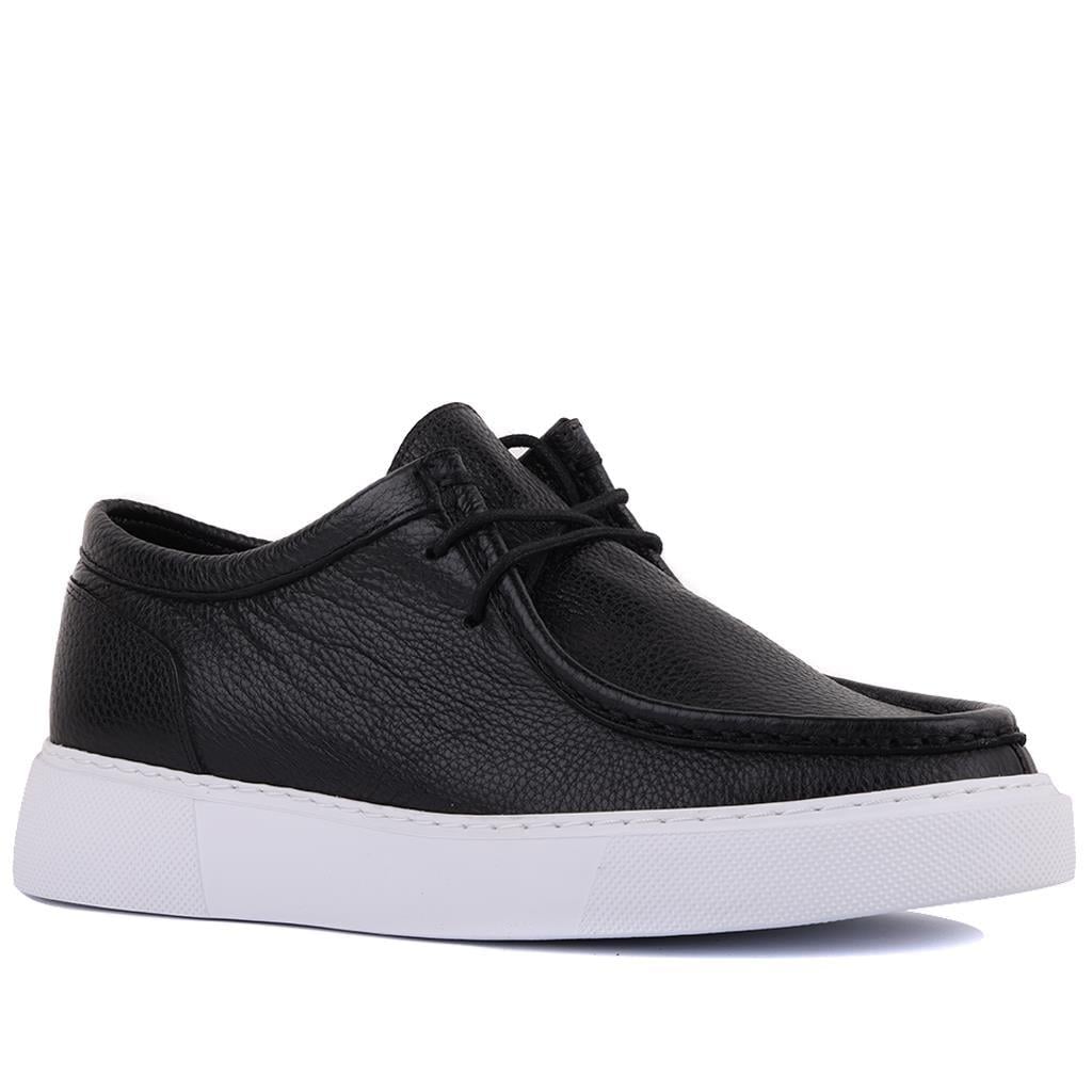 Kadın LoaferSaillakers Sıyah Deri Bağcıklı Hakiki Deri Ayakkabı104-1005-HE1065 R1 SIYAH FLOTER