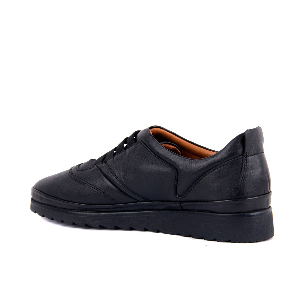 Estile - Black Genuine Leather Slip On Women's Casual Shoes 258-502 SIYAH