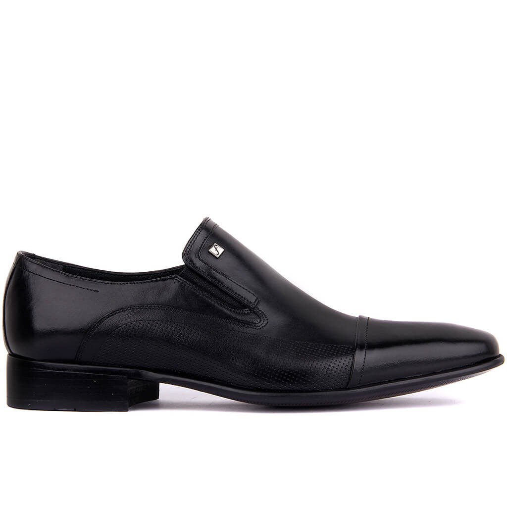 Fosco - Siyah Deri Bağcıksız Erkek Klasik Ayakkabı 290-3015 114 SİYAH