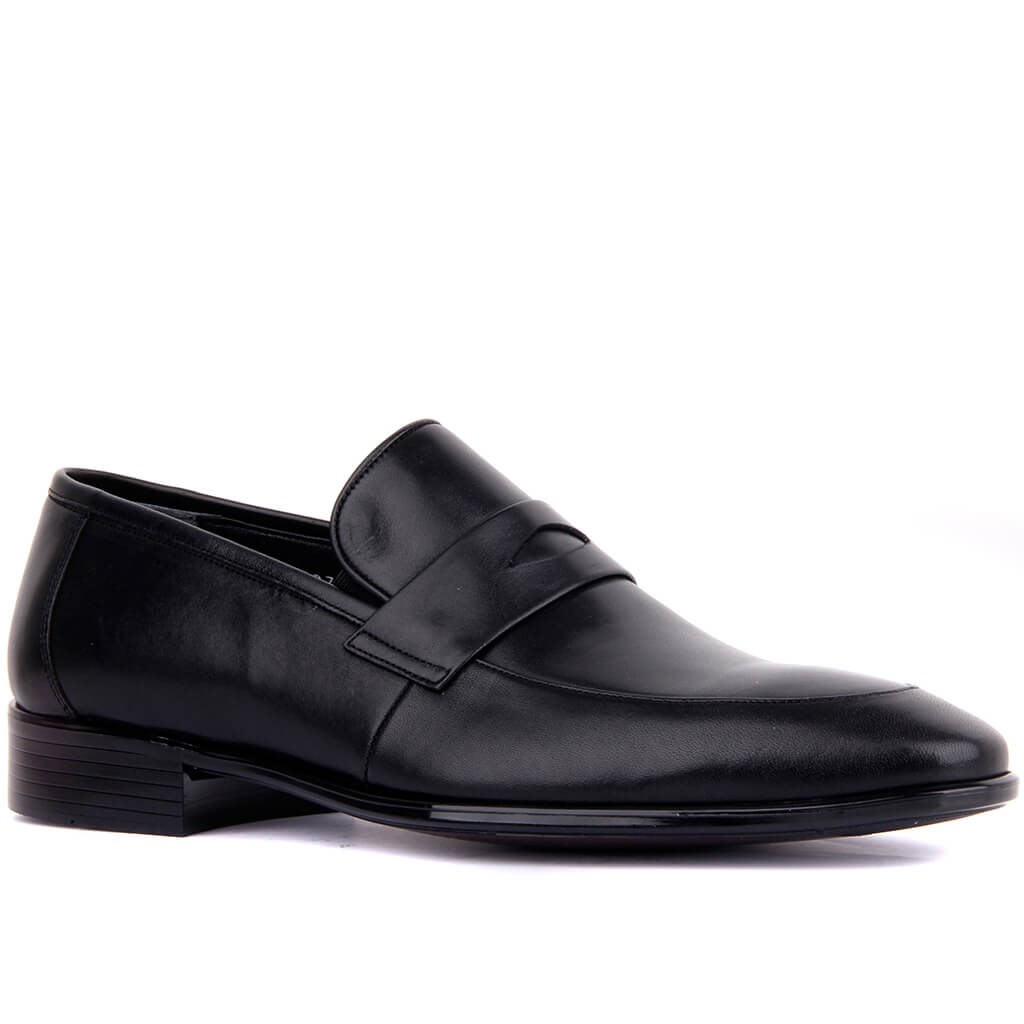 Fosco - Siyah Deri Bağcıksız Erkek Klasik Ayakkabı 290-9074 46 SİYAH