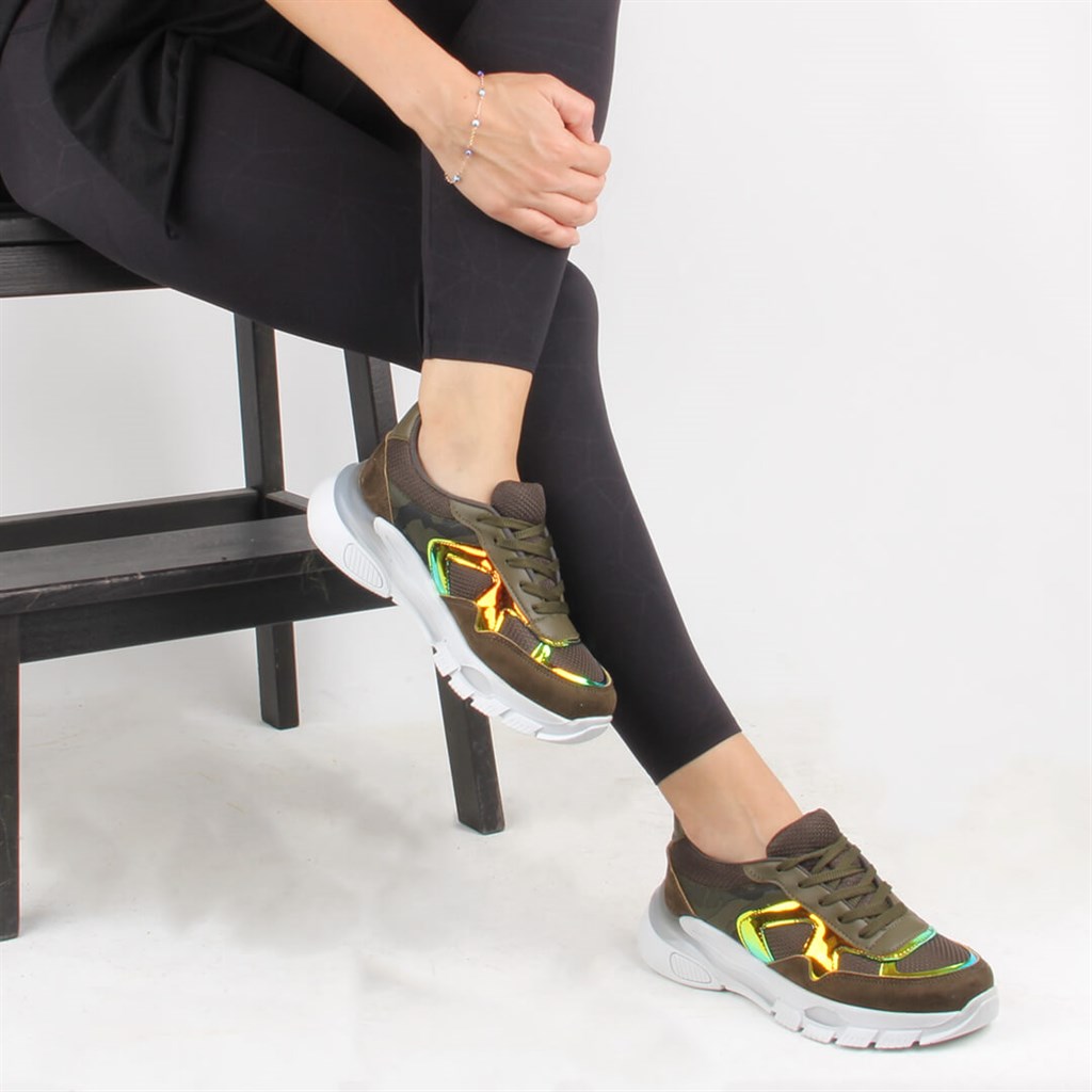 Moxee - Haki Renk Bağcıklı Kadın Günlük Ayakkabı 295-048 R1 HAKI