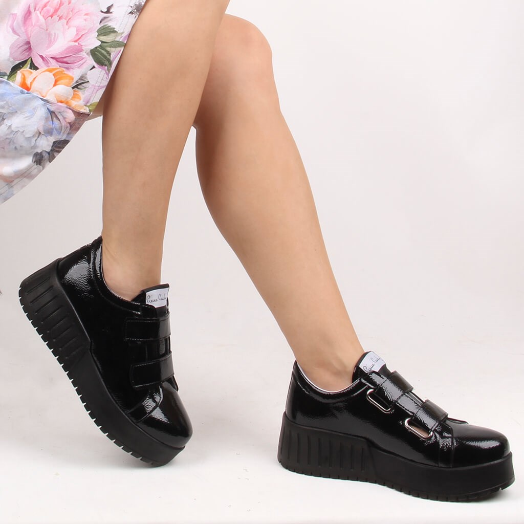 Pierre Cardin - Siyah Renk Cırtlı Yüksek Taban Kadın Sneaker 291-30195-3411  R1