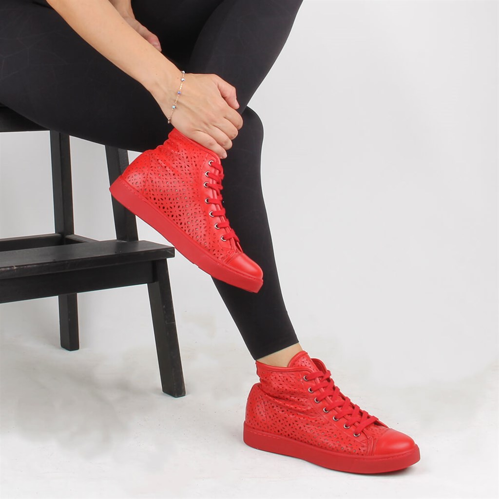 Sail Lakers - Kırmızı Deri Yazlık Kadın Sneaker 104-3049-11473 R15