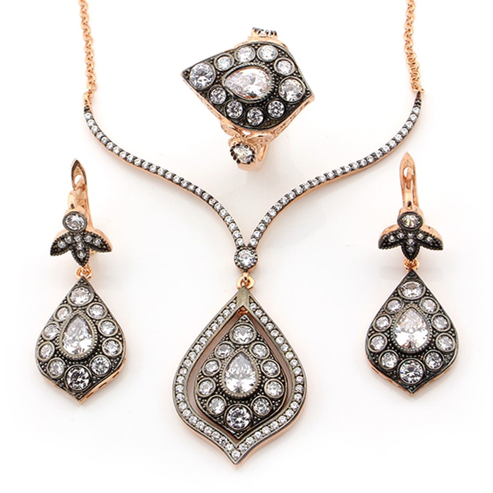 GÜMÜŞ DAMLA TASARIM ZARİF SET