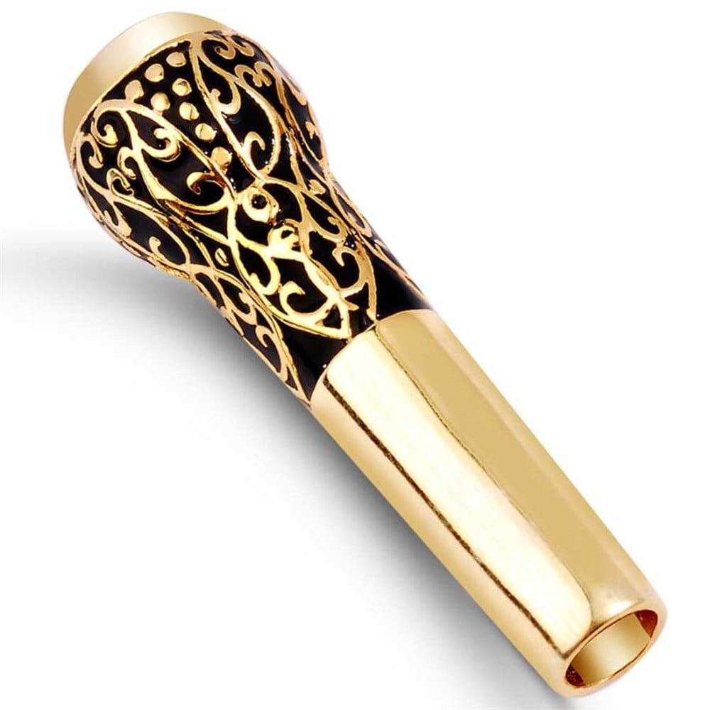 GÜMÜŞ İŞLEMELİ SİYAH MİNELİ ALTIN RENK SİPSİ