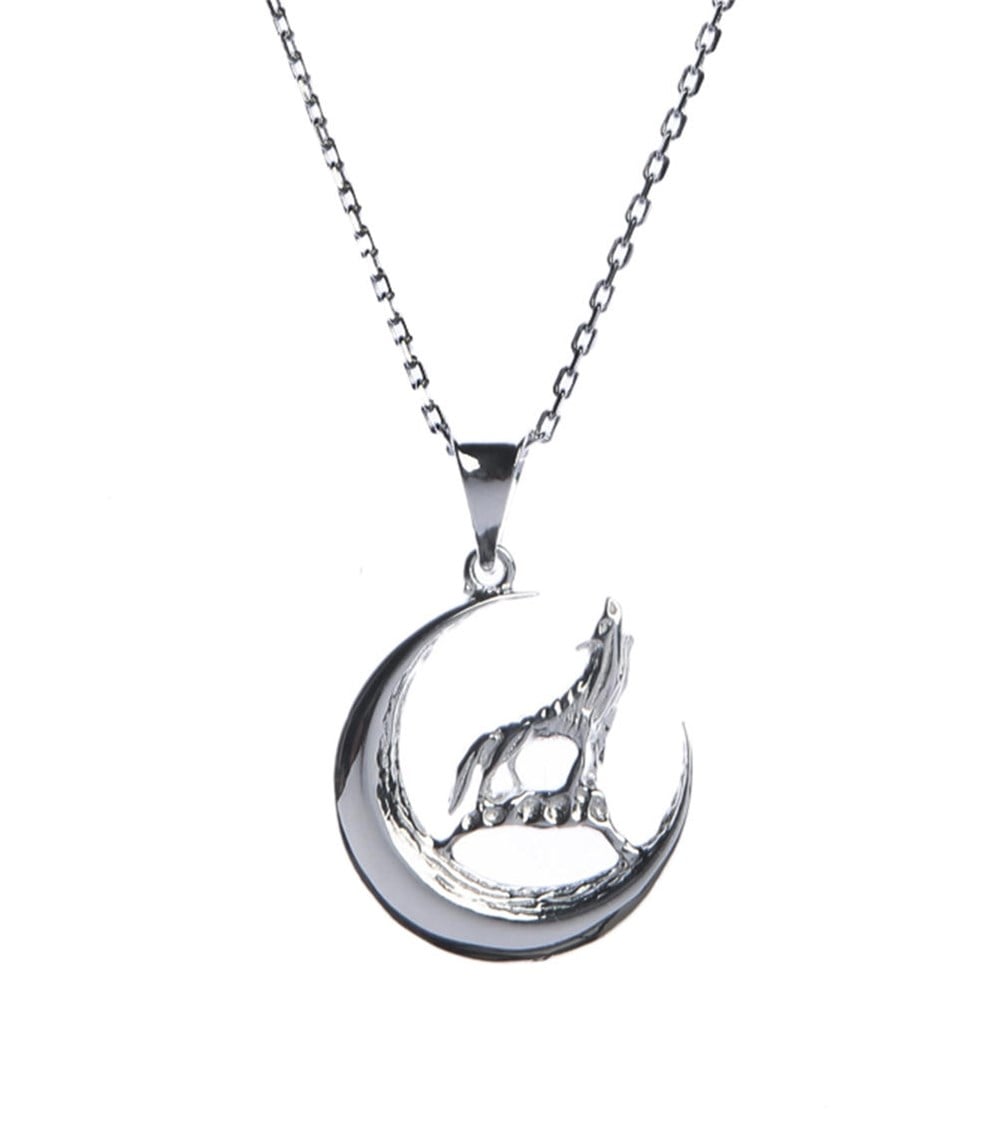 GÜMÜŞ ORTA BOY HİLAL ve KURT KOLYE